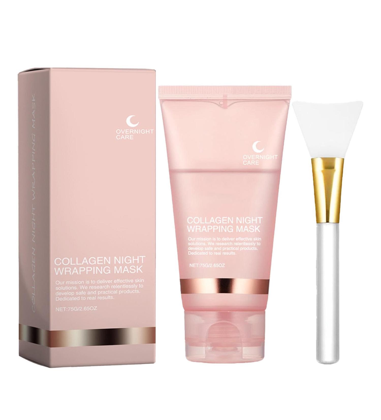 Colla-gen Night Wrapping Ma-sk | 75g Night Wrapping Facial Ma-sk | Colla-gen Overnight Wrapping Peel Off Facial Ma-sk | Face Mud with Brush Deep Cleaning Face Care for Women Girls - Buy Online on GoSupps.com