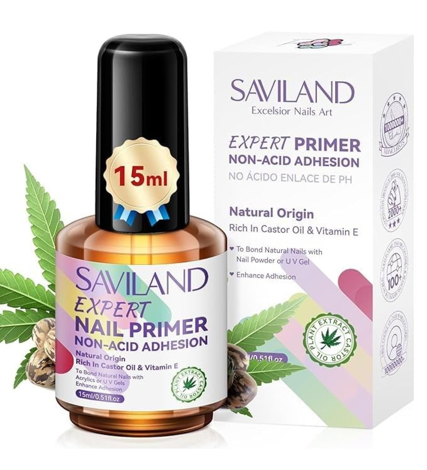 SAVILAND Nail Primer No Lift: 2024 Acid Free Primer Nail Prep Bond with Vitamin E Ingredient Castor Oil for Gel Acrylic Dip Nails Ultra-Strong Adhesion Protein Bond Nail Supplies Home Salon - Buy Online on GoSupps.com