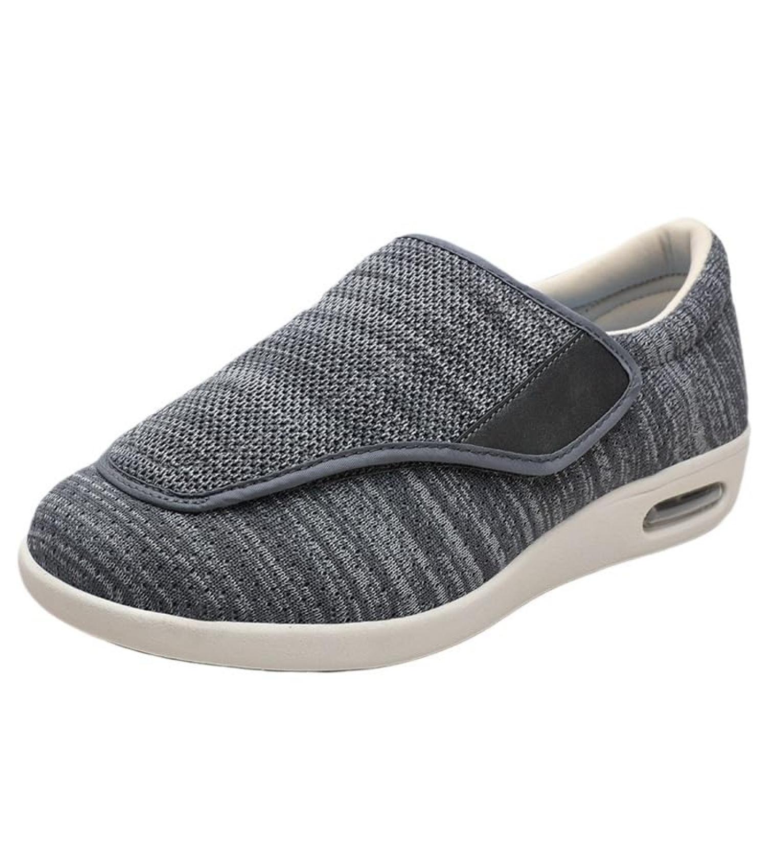 Men's Extra Wide Air Cushion Walking Sneakers | Adjustable Diabetic Edema Shoes for Elderly | Outdoor Comfort for Swollen Feet & Arthritis - Dark Grey - Buy Online on GoSupps.com