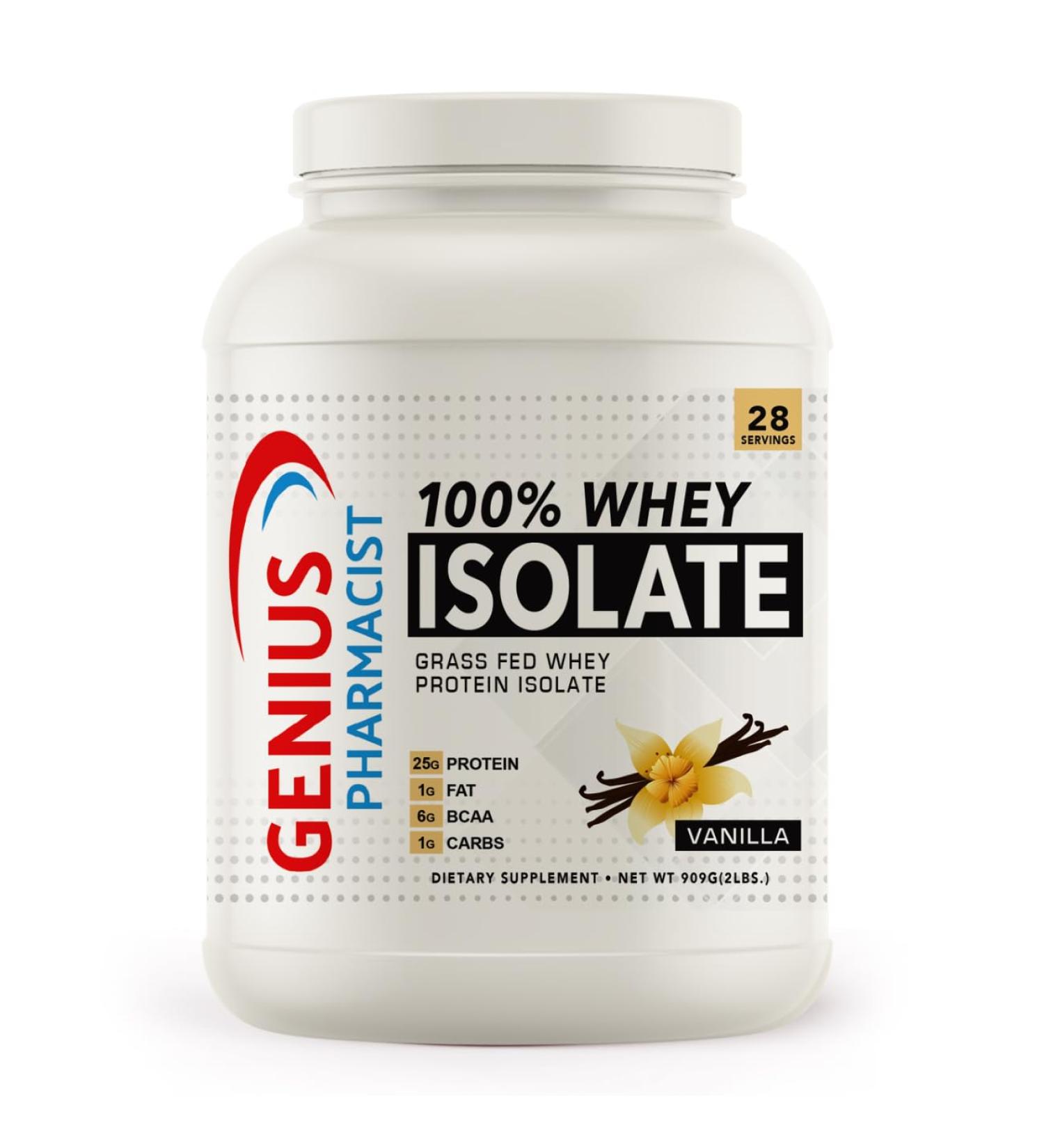 Buy 100% Whey Isolate Vanilla - 2 lb (909g) - 28 Servings | Premium Protein Powder for Optimal Performance - International Shipping Available - Buy Online on GoSupps.com