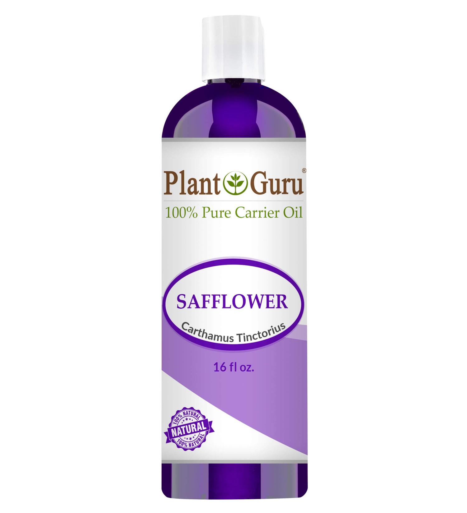 Safflower Oil 16 oz Cold Pressed 100% Pure Natural Carrier - Skin  Body And Face. Great For Moisturizing Creams  Lotions  Scalp Treatments  and Lip Balms