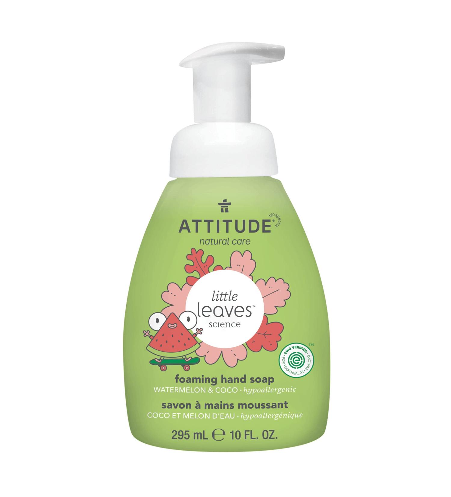 ATTITUDE Little Leaves Foaming Hand Soap - Watermelon & Coco, 10 fl oz | Eco-Friendly & Safe for Kids - Buy Online on GoSupps.com