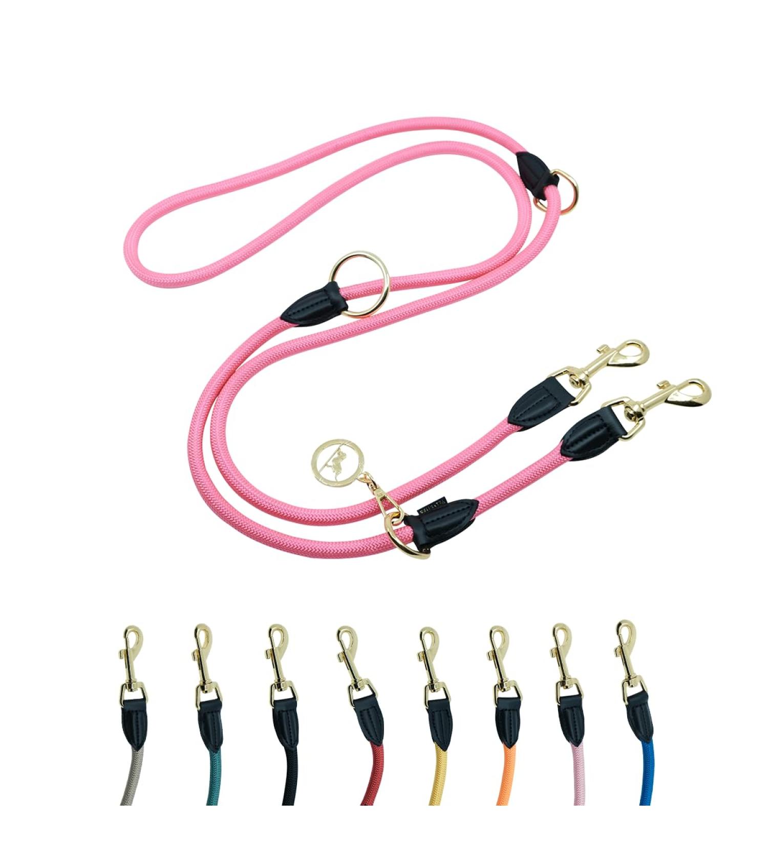 Hundeleine 3M Velvetier Adjustable for Large & Medium Dogs | Durable Paracord Dog Leash with 2 Carabiners | Neon Pink Nylon Double Lanyard (3 m x 1.1 cm) - Buy Online on GoSupps.com