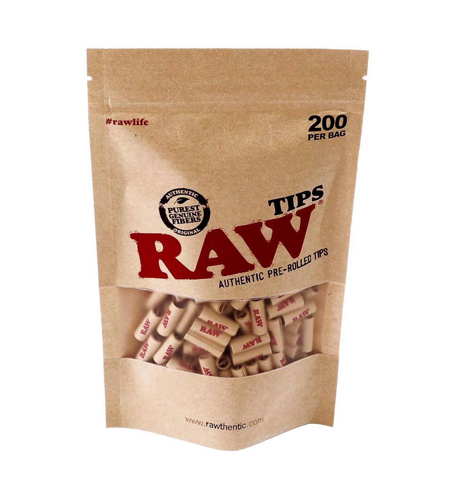 RAW Authentic Pre-Rolled Tips 200 Tips per Bag 10 Bags (2000 Tips)