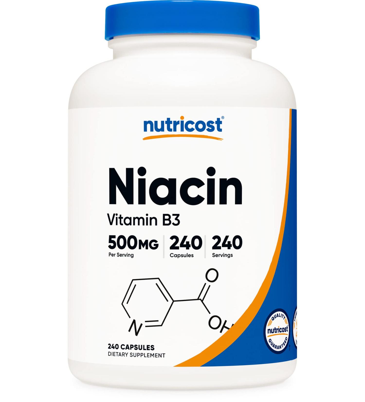 Nutricost Niacin (Vitamin B3) 500mg 240 Capsules - Flushing Formula, Non-GMO, Gluten Free - 240 Count - Buy Online on GoSupps.com