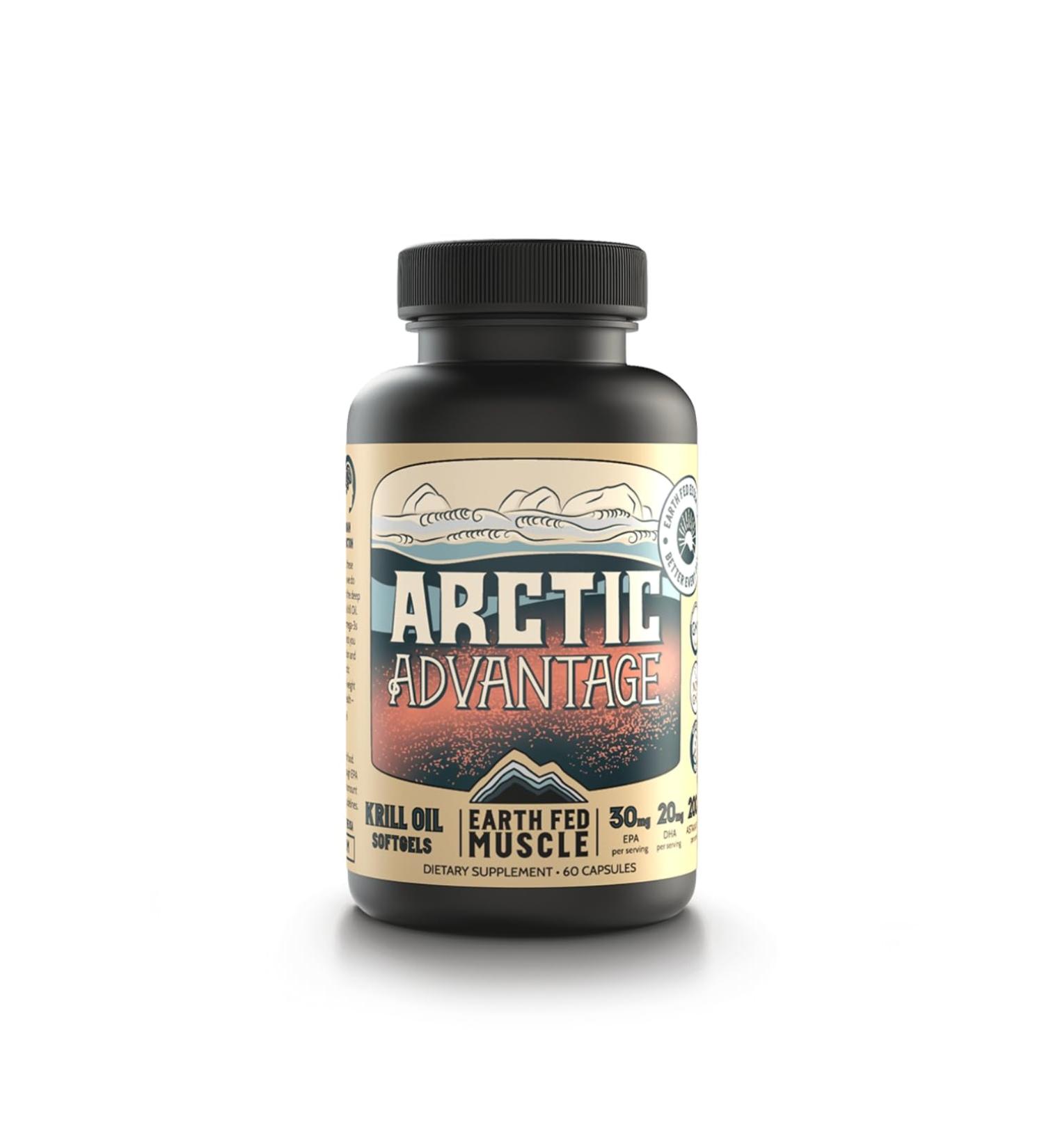 Earth Fed Muscle Arctic Advantage Krill Oil 500mg softgels Omega-3 DHA & EPA for Heart Brain Eye & Joint Health Support No Fishy Aftertaste Non-GMO Gluten-Free Antartic Krill Oil - 60 Capsules - Buy Online on GoSupps.com