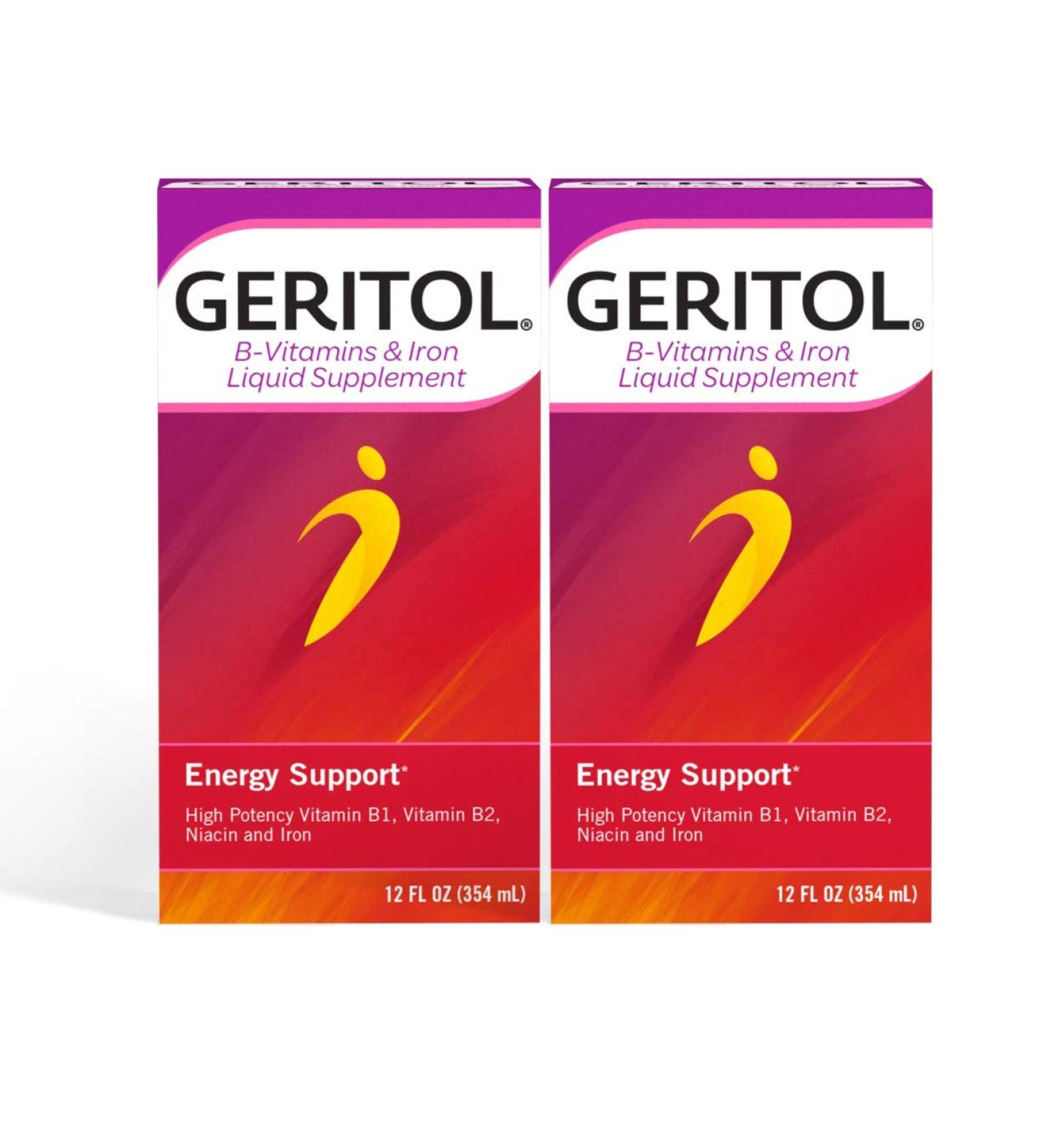 Geritol B-Vitamins & Iron Liquid Supplement 12oz x 2 Pack - 24 Fl Oz Total - Buy Online on GoSupps.com