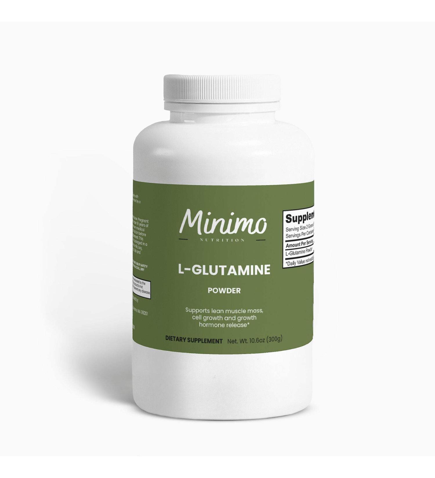 Minimo Nutrition L-Glutamine Powder for Lean Muscle GI Health Immune Function Non GMO No Fillers Vegan 150 Servings 10.6 oz. - Buy Online on GoSupps.com
