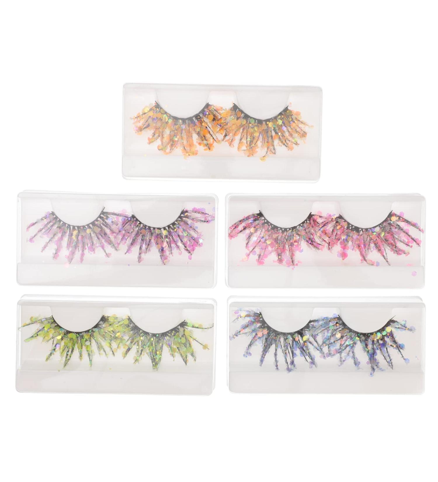 minkissy 5 Pairs Colored False Eyelashes Long Eyelashes for Halloween Lashes with Glitter Dramatic False Eyelashes Lashes with Color False Lash Chemical Fiber 3d European and American - Buy Online on GoSupps.com