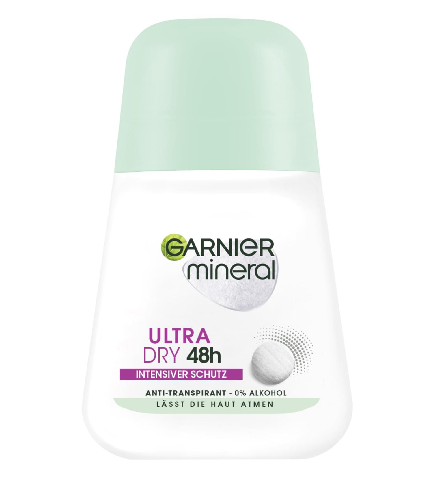 Garnier Antiperspirant Intensive Protection Against Body Odour & Underarm Moisture Up to 48 Hours Effect Mineral UltraDry 1 x 50 ml Single