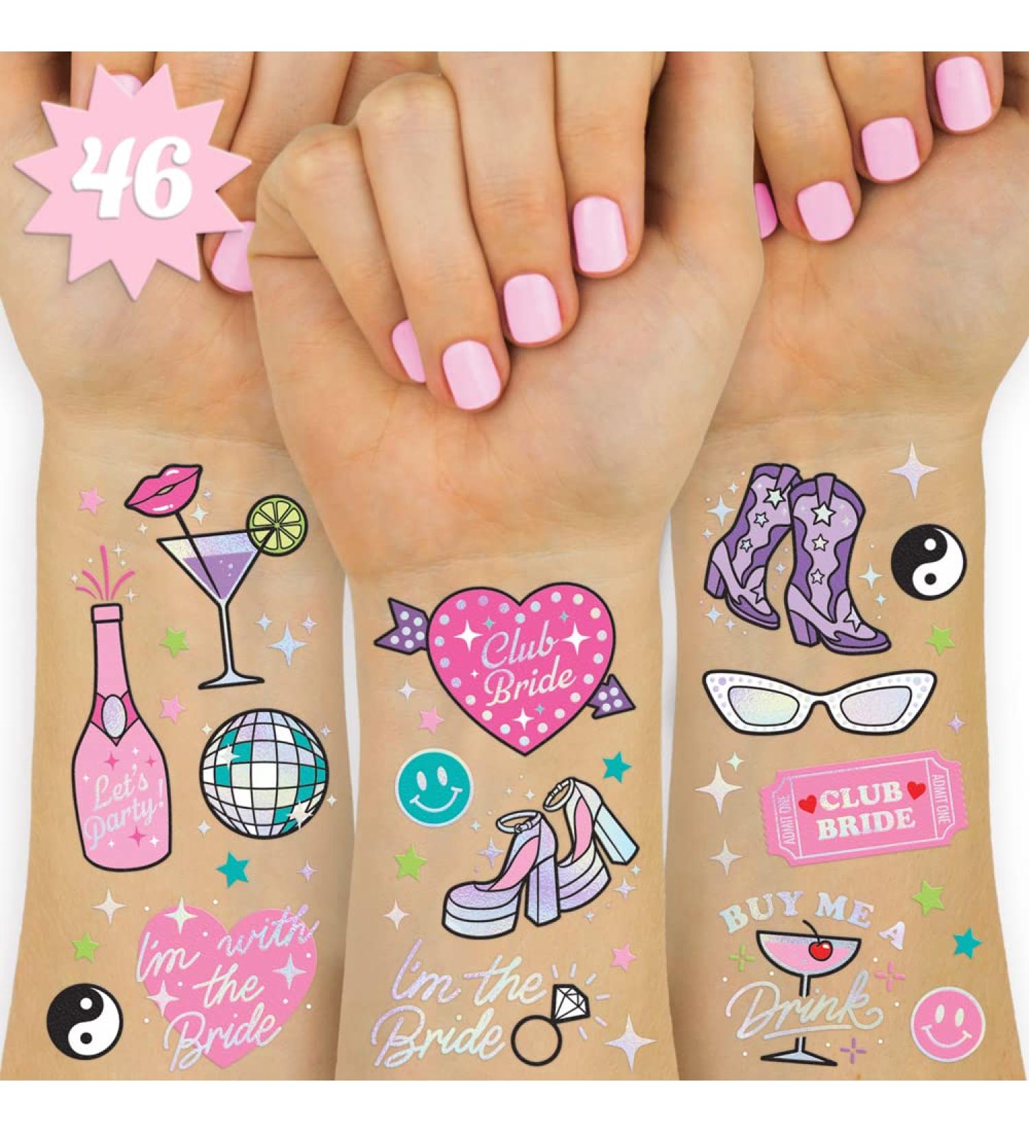 XO Fetti Bride Temporary Tattoos - 46 Iridescent Foil Styles | Bachelorette Party Decoration & Favors - Buy Online on GoSupps.com