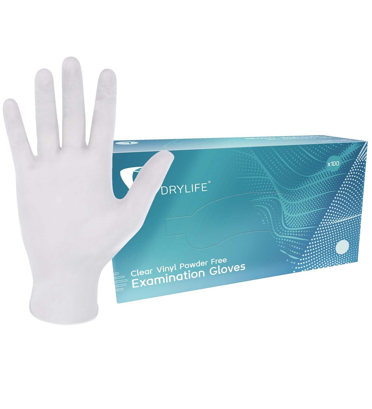 Drylife Clear Vinyl Powder/Latex Free Disposable Gloves - Small (5 Boxes of 100) | Buy Online Now - Buy Online on GoSupps.com