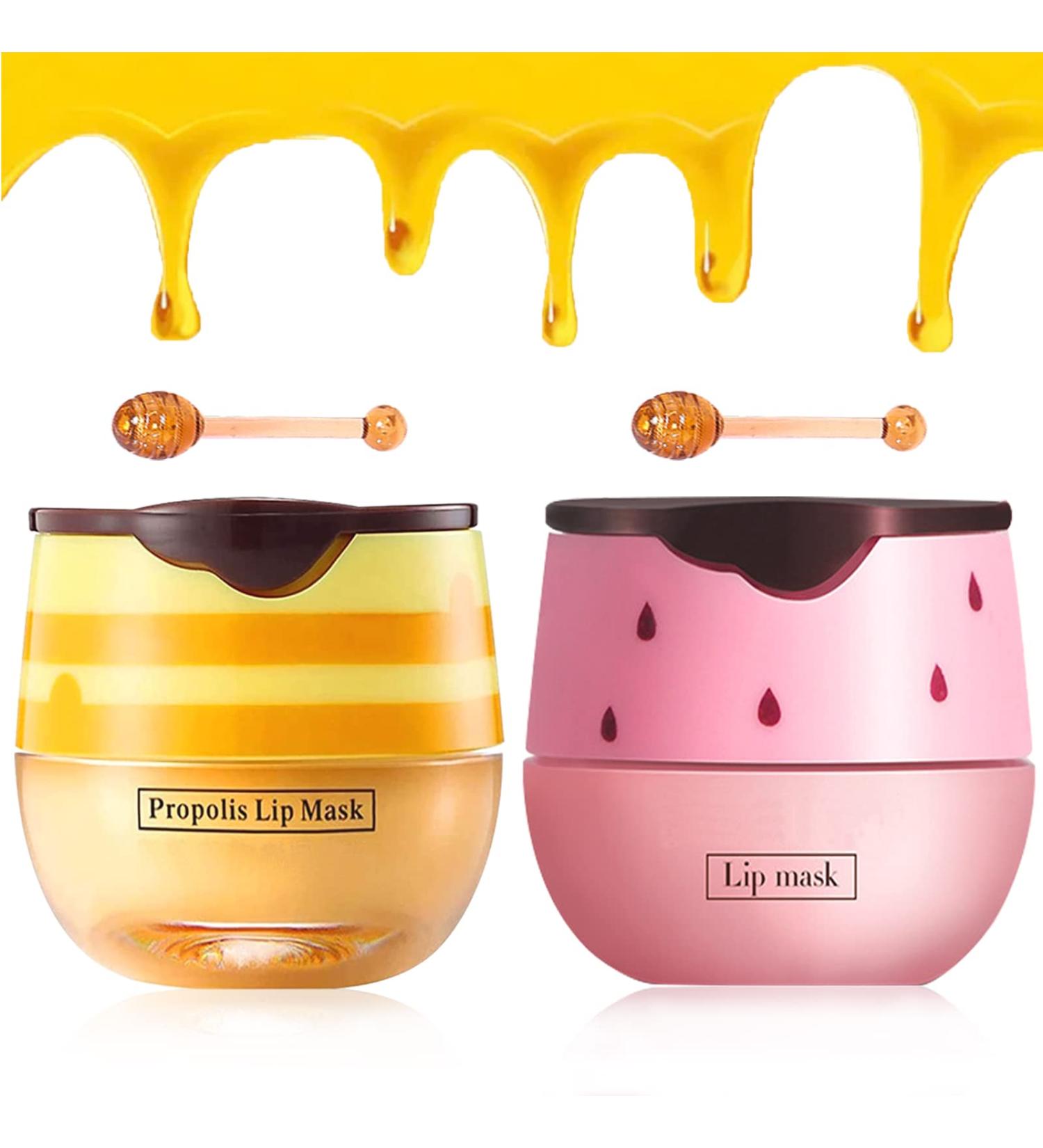 Bee Balm Lip Balm Honey Pot - 2 PCS Set with Honey & Strawberry, Propolis Moisturizing Formula for Hydrated and Smooth Lips - Prevent Dryness and Cracks, Exfoliating Lip Scrub for Wrinkle Care - Buy Online on GoSupps.com