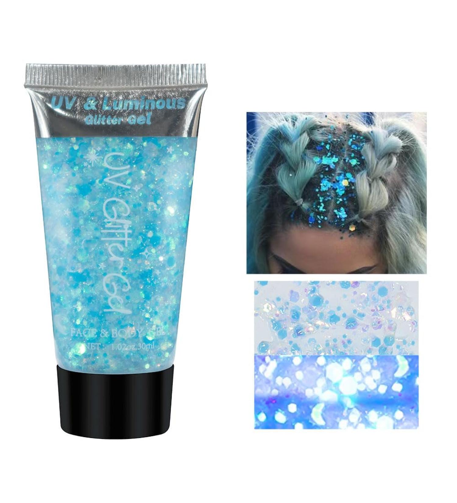 COKOHAPPY Blue UV Body Glitter Gel - Long-Lasting Self-Adhesive Glitter for Face Hair & Festivals | Perfect Rave Accessories for Women - Buy Online on GoSupps.com