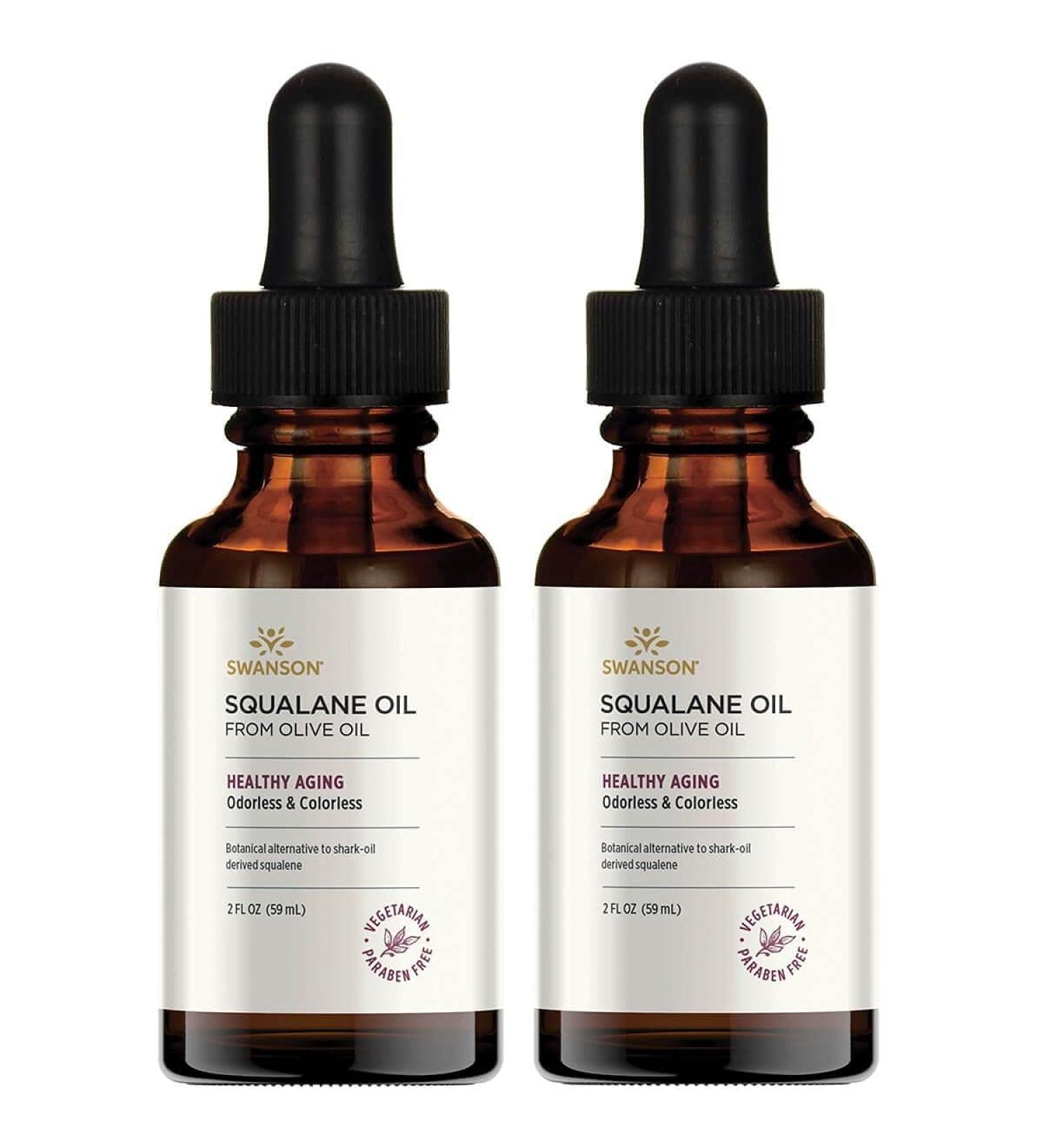 Swanson Vegetarian Squalane Oil 2 fl oz (59 ml) - 2 Pack | Natural Moisturizer for All Skin Types - Shop Internationally - Buy Online on GoSupps.com