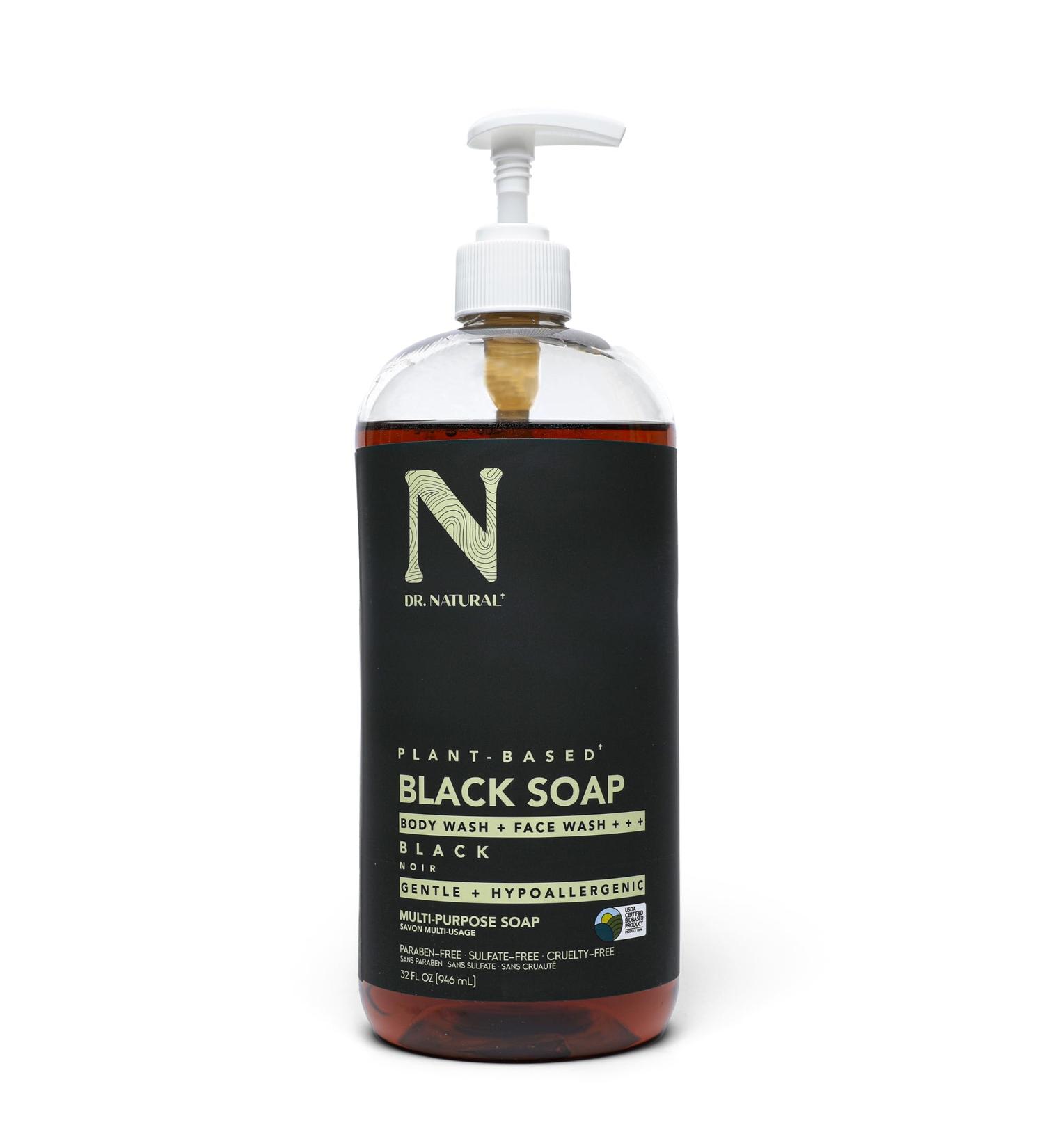 Dr. Natural Multi-Purpose Black Liquid Soap - Gel douche africain - Doux pour mains et corps - Hydratant lutte contre l acn - 946 ml - Buy Online on GoSupps.com