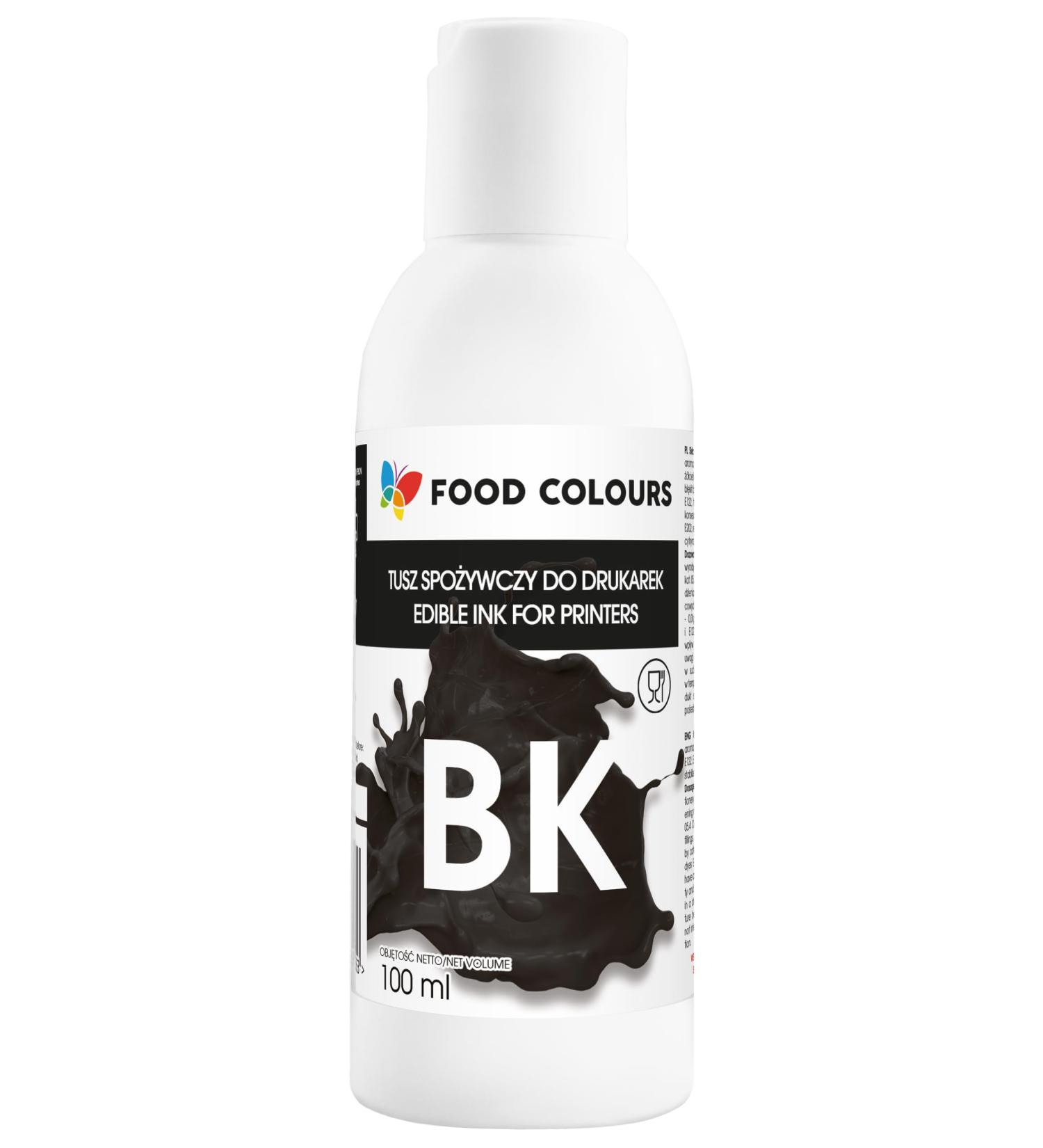 Food Colours Food Ink for Printers BLACK 100ML Edible print print on wafer paper Decorative addition for cakes