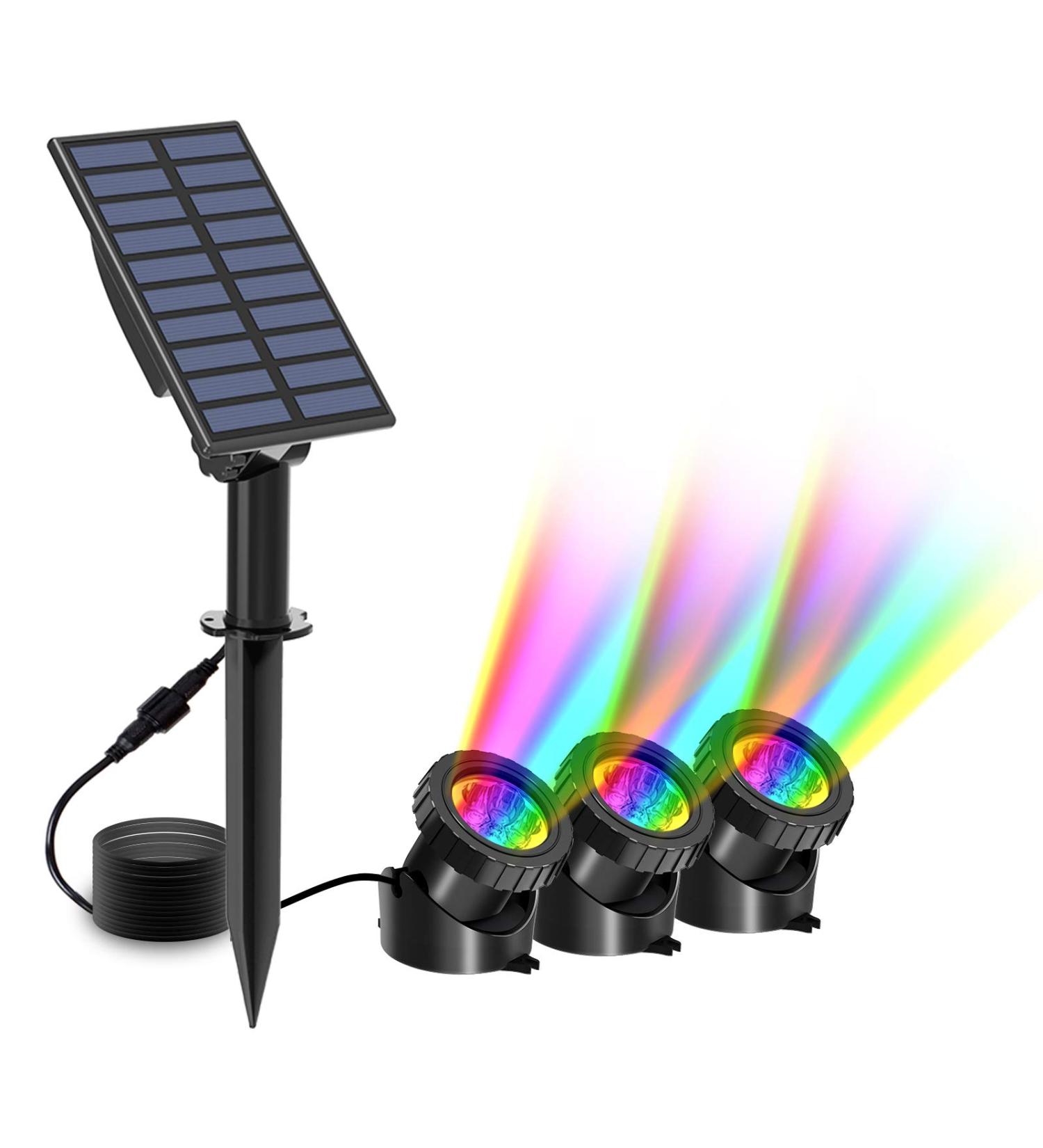 T-Sun Solar Pond Lighting - RGB Waterproof LED Underwater Lamps | 3 Set Garden & Patio Lights - Buy Online on GoSupps.com