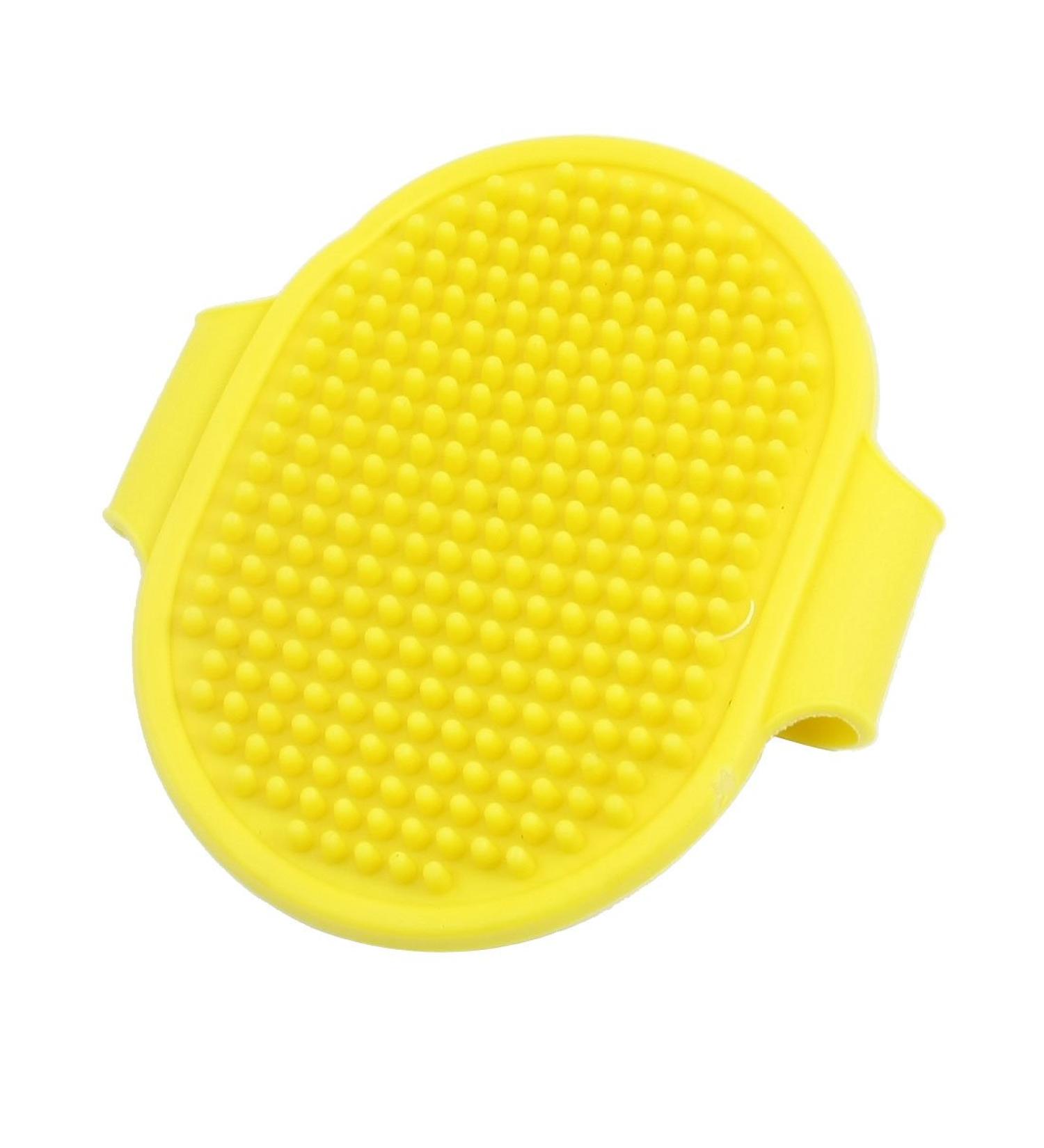 Ruilogod pet rubber adjustable massage bath glove hair brush yellow