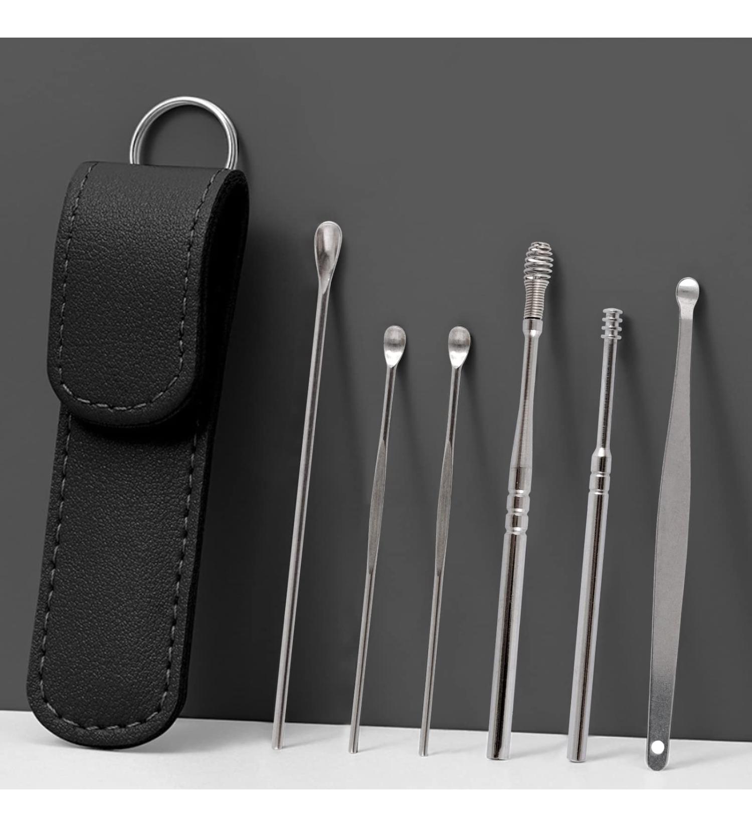 6Pcs Earwax Removal Kit with Storage Box - Ear Cleaning Curette & Remover Tool Set (Black) - Buy Online on GoSupps.com