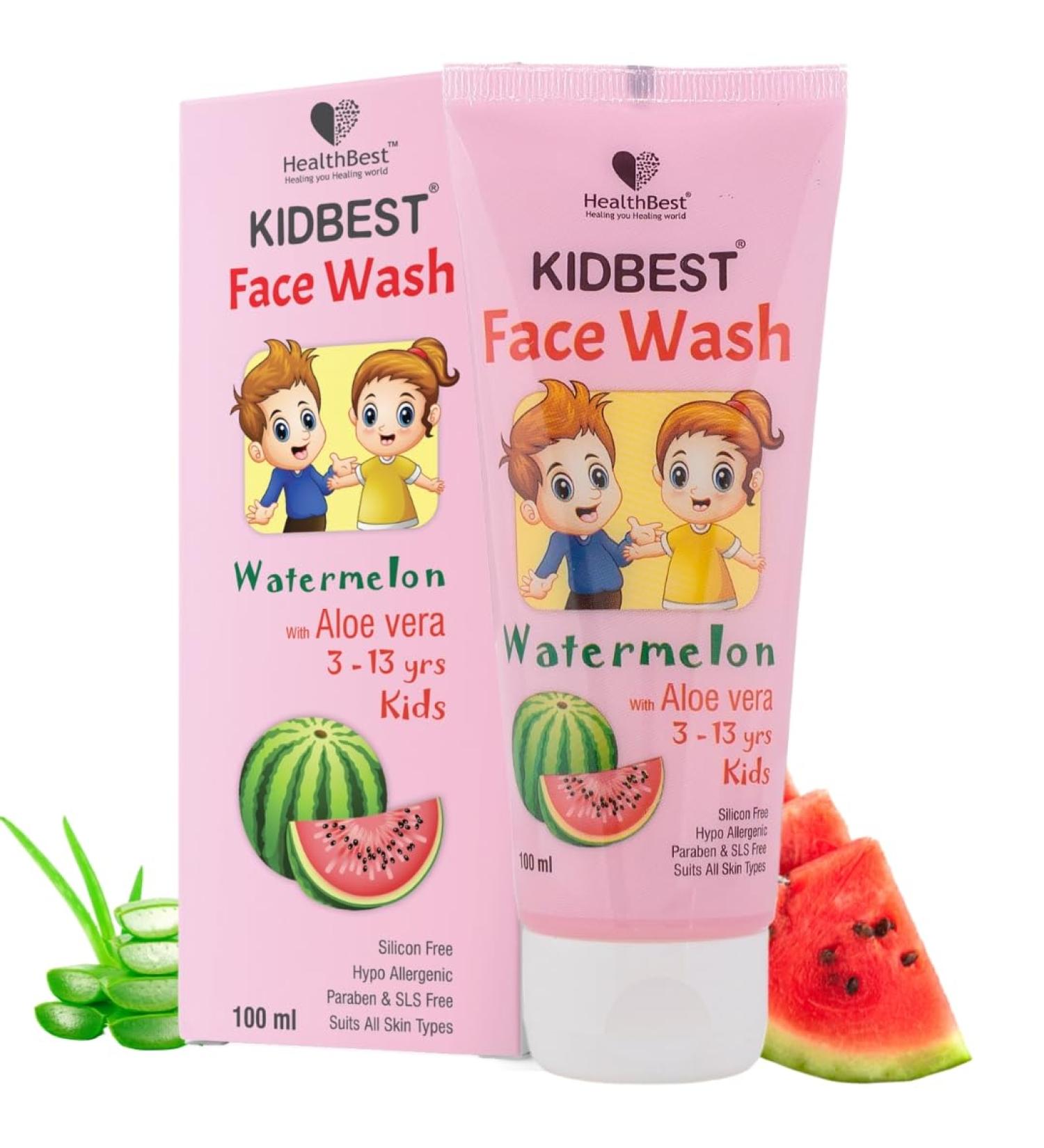 Kids Multivitamin Face Wash - Natural & Non-Toxic Organic Watermelon for Sensitive Skin | 100ml Tear Free Paraben & SLS Free - Buy Online on GoSupps.com