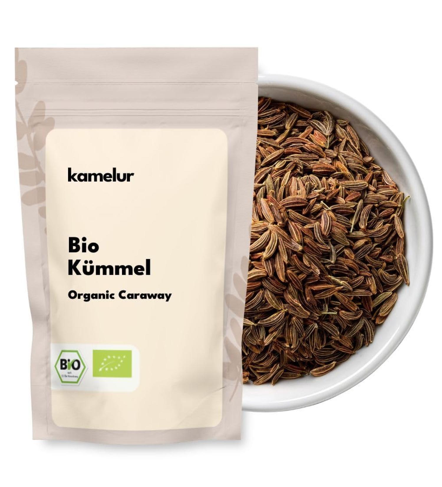  Kamelur 250g Organic Whole Caraway - Highly Aromatic Whole Organic Caraway Seeds No Additives - Perfect as a Soothing Caraway - in Biodegradable Packaging - Buy Online on GoSupps.com