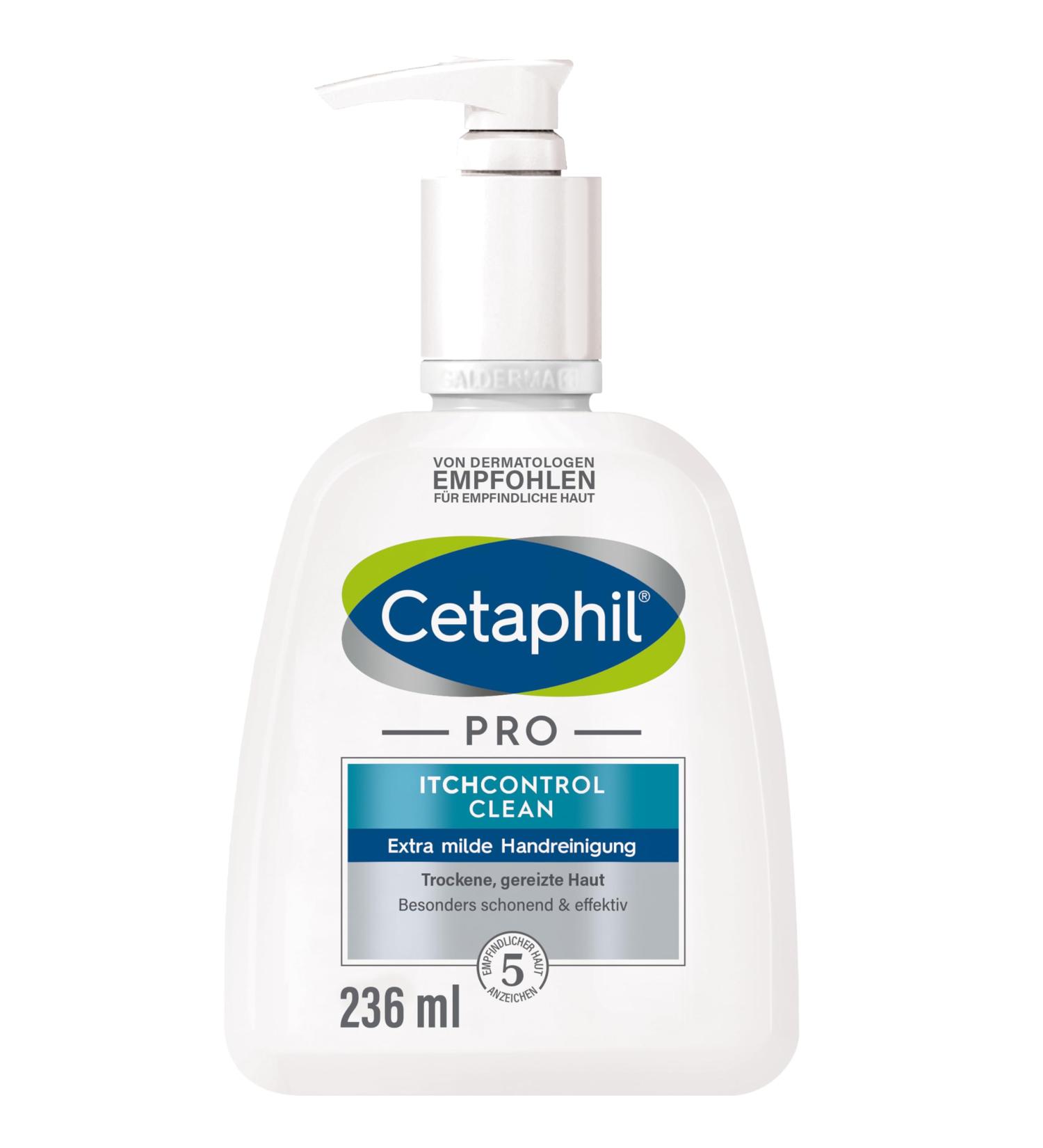 Cetaphil Pro ItchControl Clean Extra Mild Hand Cleanser for Dry Irritated Skin | 236ml | Vegan & Soap-Free | Removes 99% Bacteria & Pollution - Buy Online on GoSupps.com