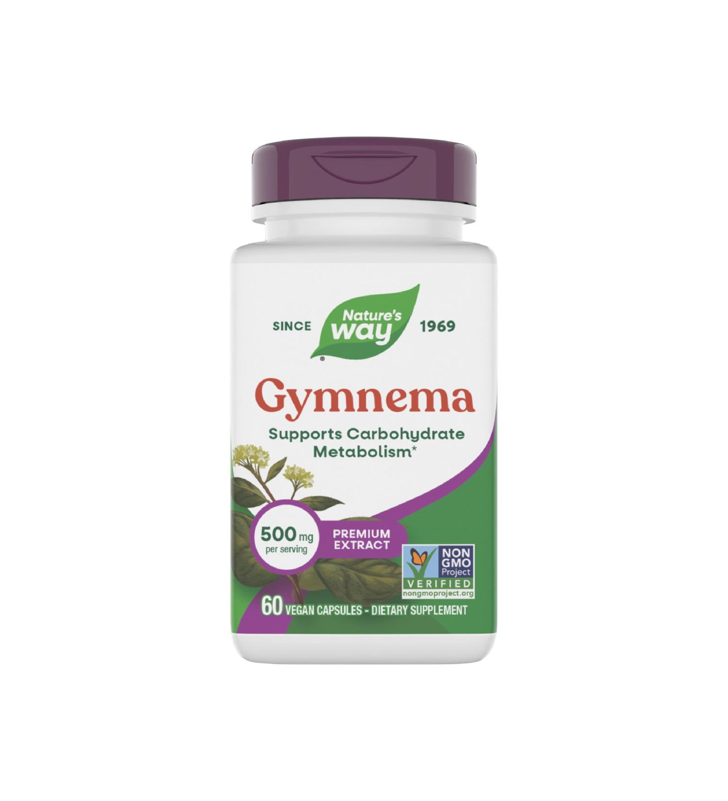 Nature's Way Gymnema Premium Extract Supports Carbohydrate Metabolism* 500 mg per Serving Non-GMO Project Verified 60 Vegan Capsules (Packaging May Vary) - Buy Online on GoSupps.com