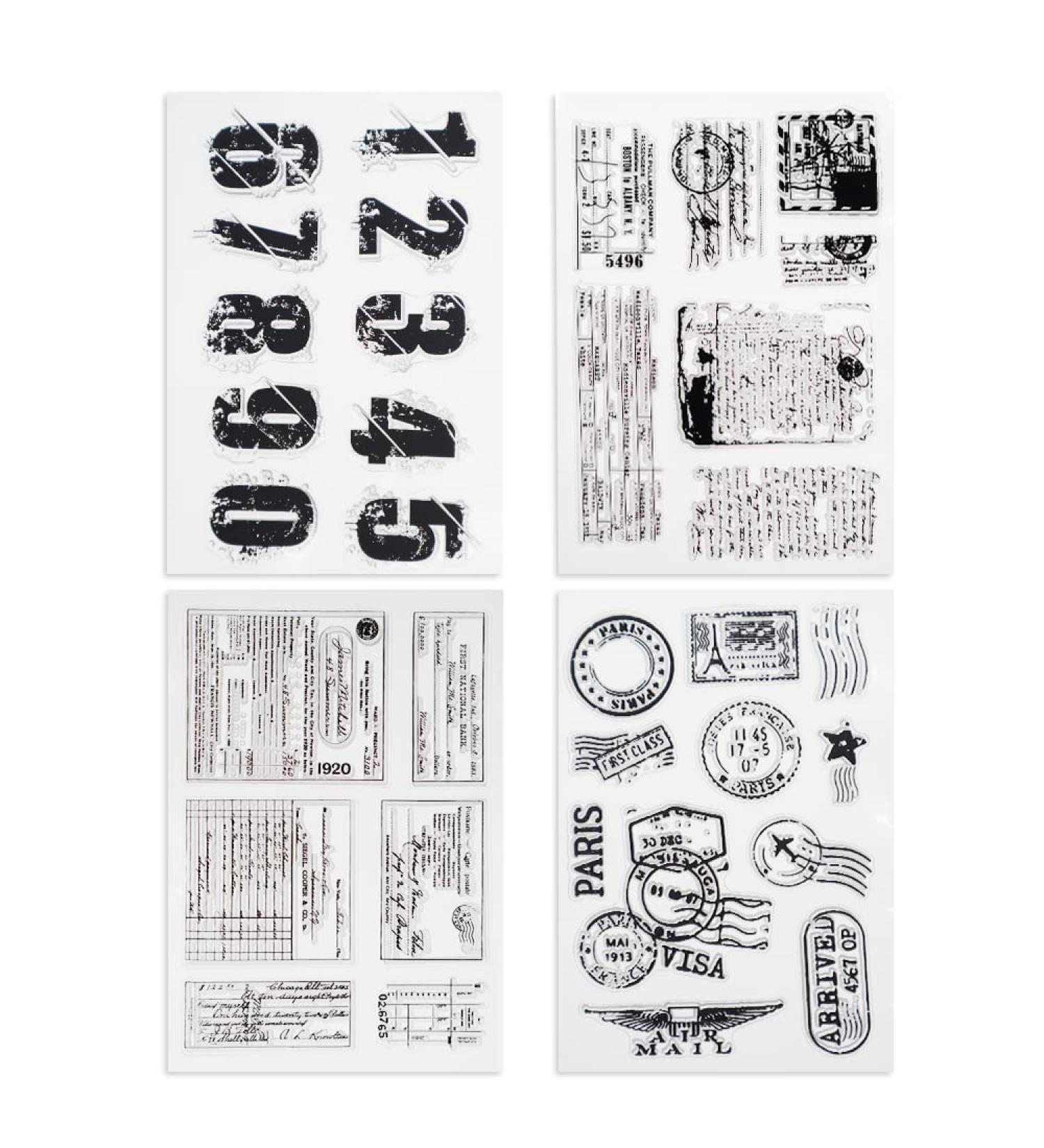 Modixun 4 Themes Retro Rubber Clear Stamps - 34Pcs Transparent Silicone Seal for DIY Scrapbooking and Card Making | Style A - Buy Online on GoSupps.com
