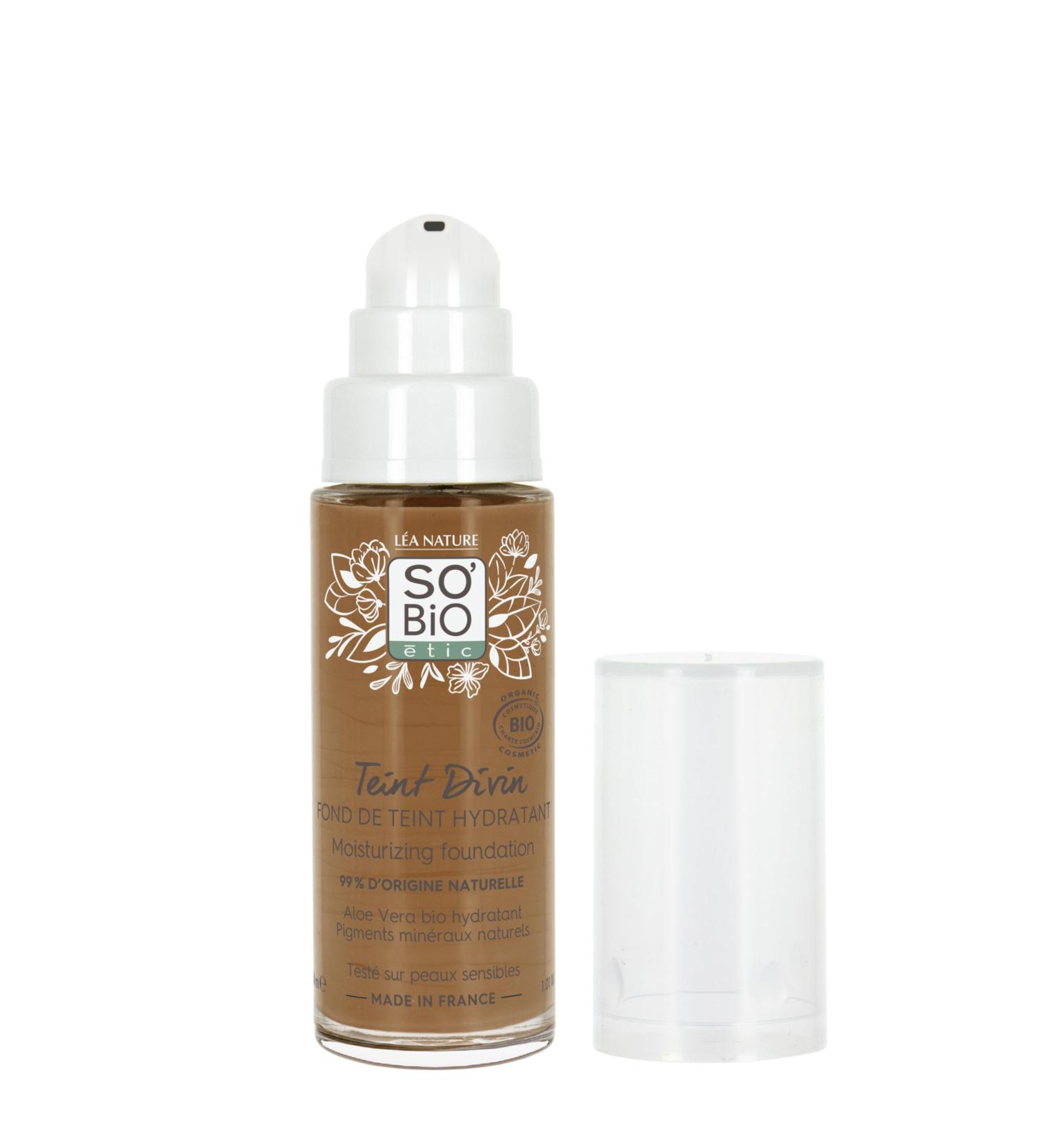 L A NATURE SO BiO tic | Certified Organic Moisturizing Foundation Divine Complexion | Hazelnut | Evens Complexion & Reveals Radiance | Melting Texture Satin Finish | Organic Aloe Vera | Vegan|Made