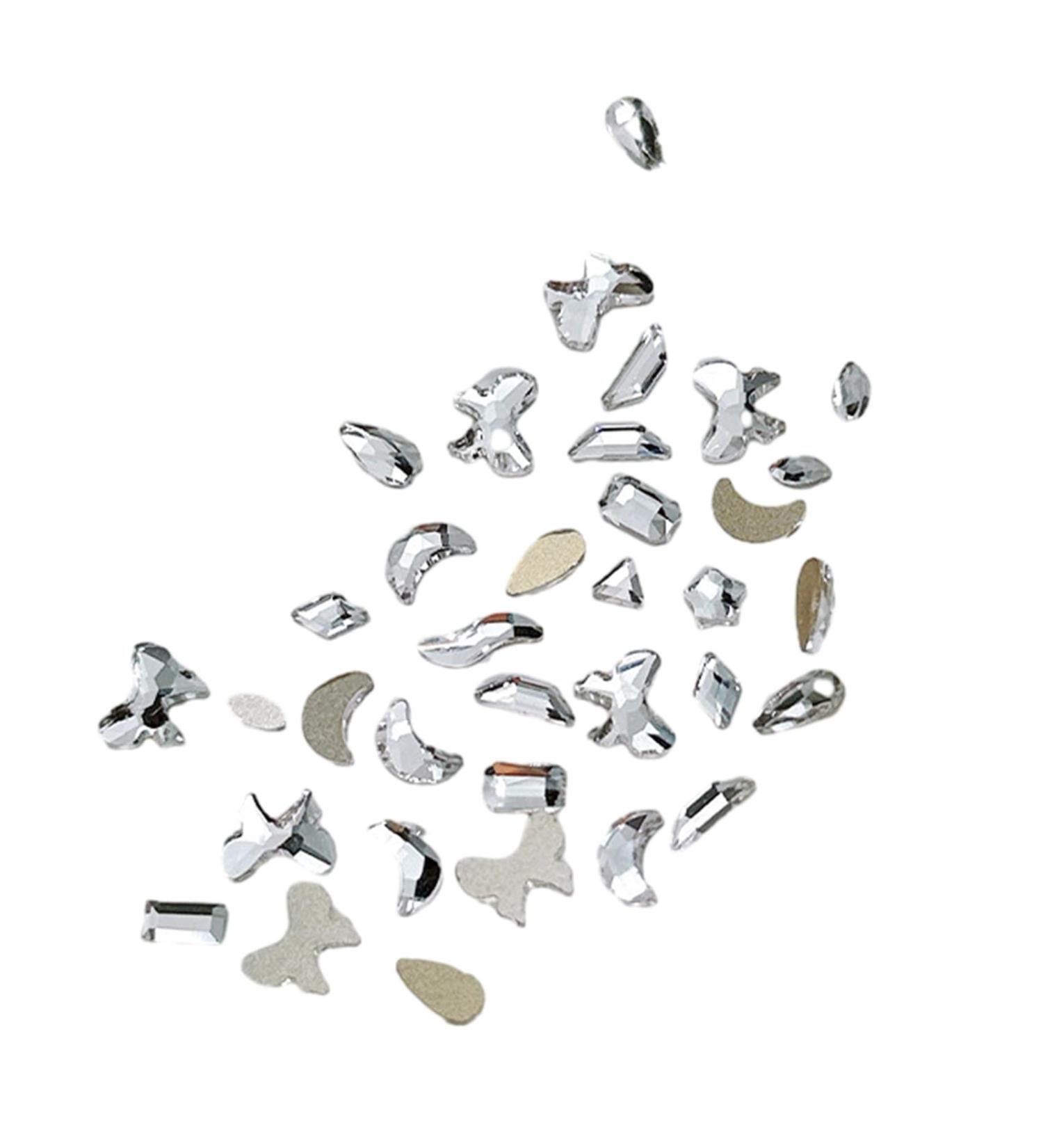 FEIlei 100Pcs Mixed Glass Crystal Hybrid Diamond Rhinestones Nail Art Decorations Drop Rhombus Flatback Stones 3D Gems - Buy Online on GoSupps.com