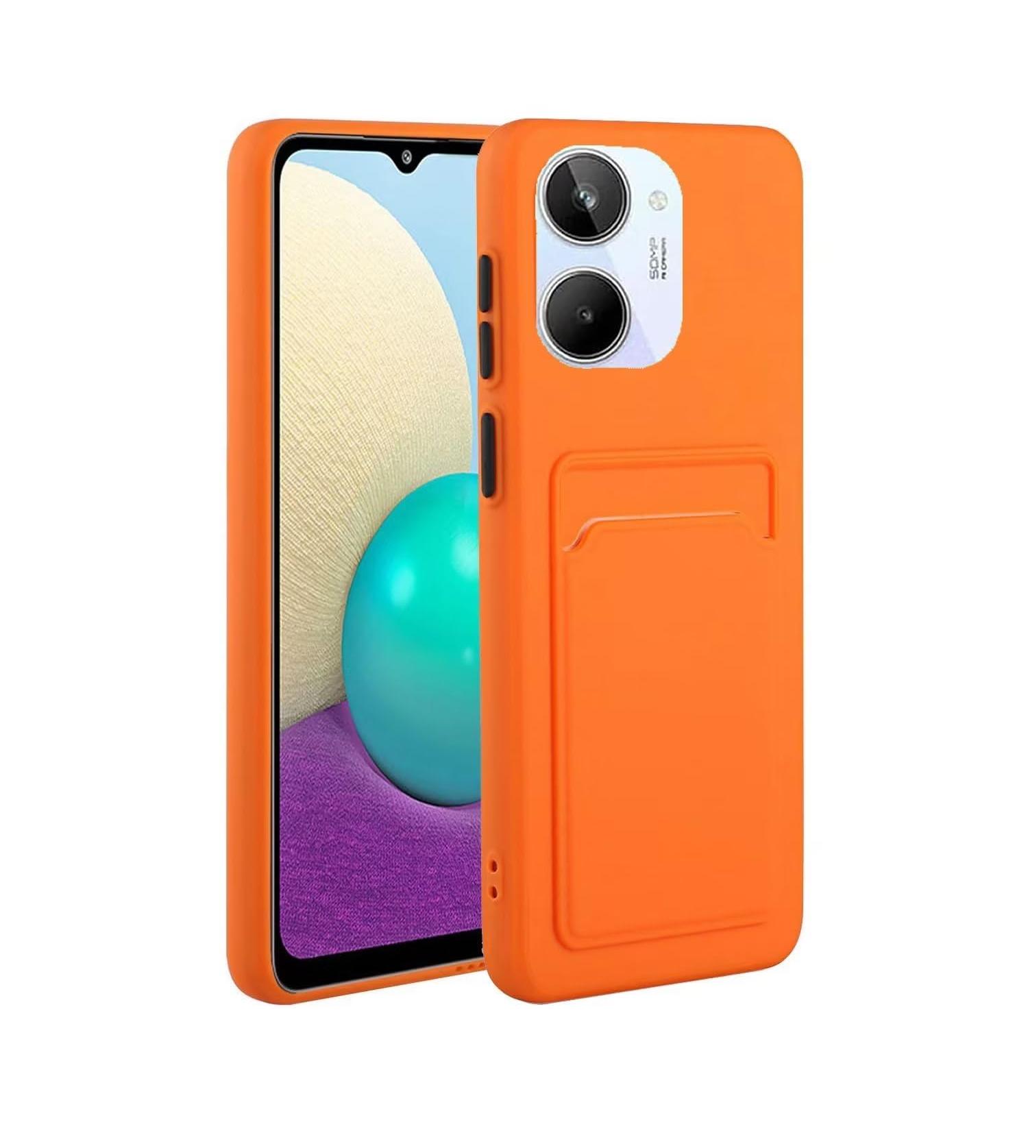 Tivenfezk Nadoli Ultra Thin Silicone Case for Oppo Realme 10 4G - Shockproof Scratch-Resistant Wallet TPU Mobile Cover with Credit Card Holder - Orange - Buy Online on GoSupps.com