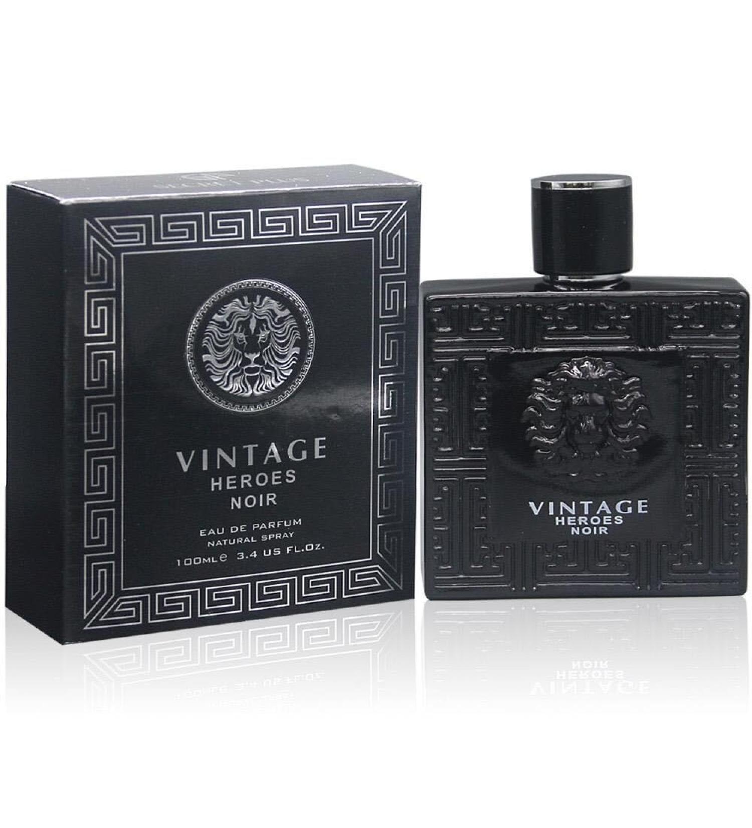 Long Lasting Vintage Heros Noir (Inspired By Eros Black) 3.4 OZ/100 ML Top Notes of Green Apple and Lemon Middle Notes of Tonka Bean Base Notes of Geranium- Natural Spray