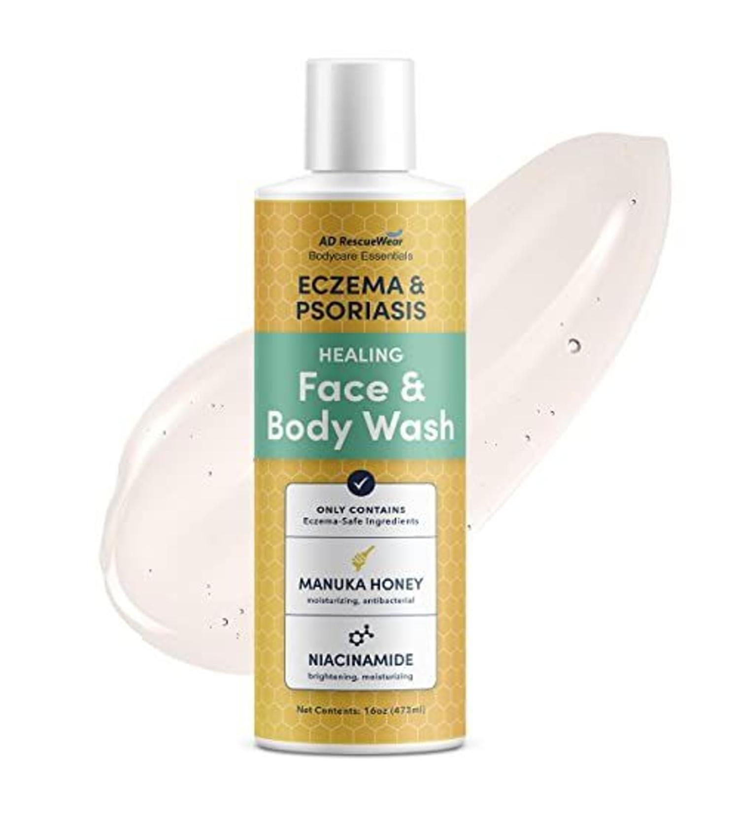 AD RescueWear Healing Face & Body Wash - 16 Fl Oz Aloe Vera - Eczema & Psoriasis Body Wash - Colloidal Oatmeal Hydration - Niacinamide & Manuka Honey Cleanser - Buy Online on GoSupps.com