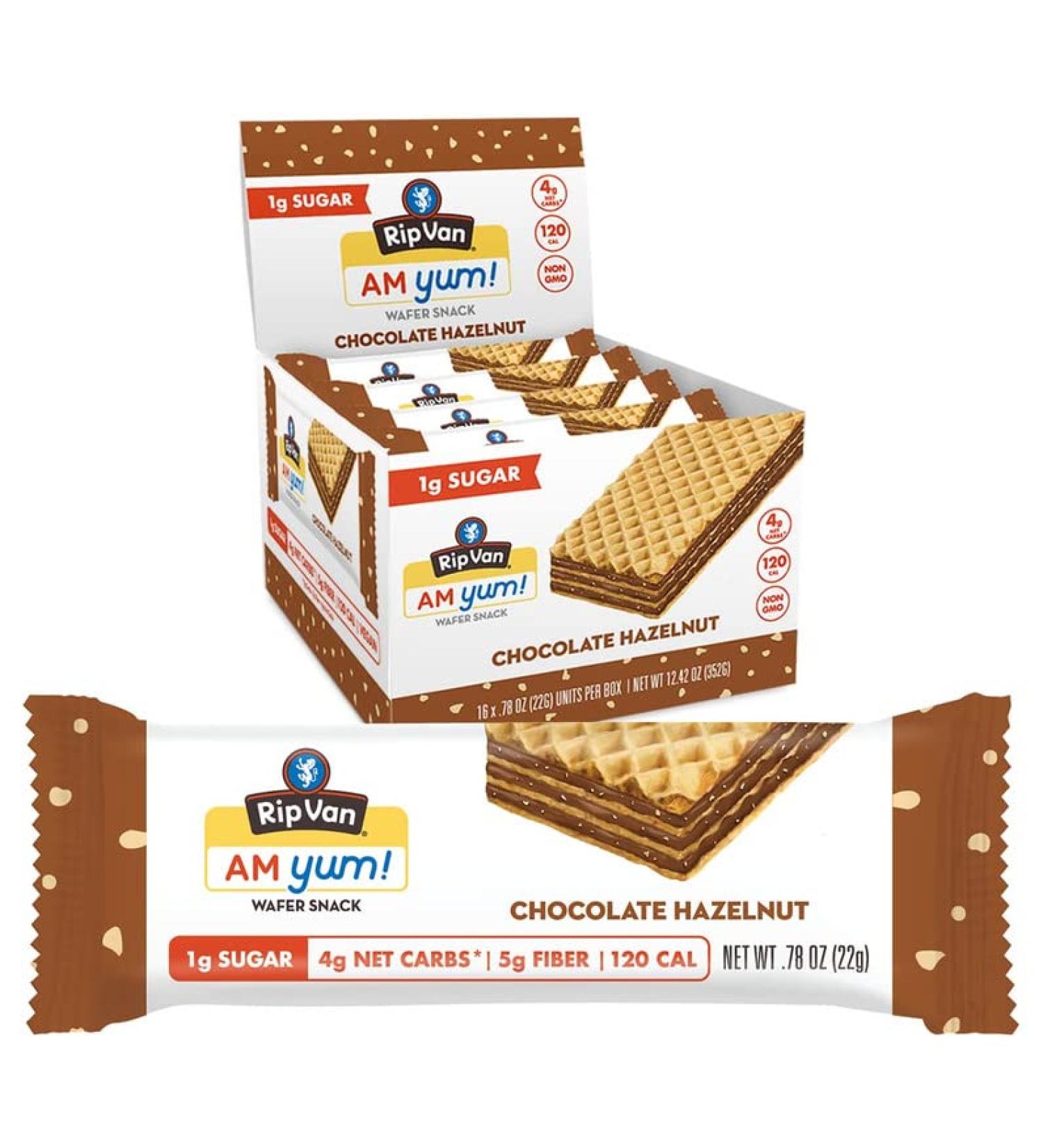 Rip Van AM YUM Chocolate Hazelnut Keto Snacks - Non-GMO & Healthy Low Carb, Low Sugar, Low Calorie Snack - 16 Count - Buy Online on GoSupps.com