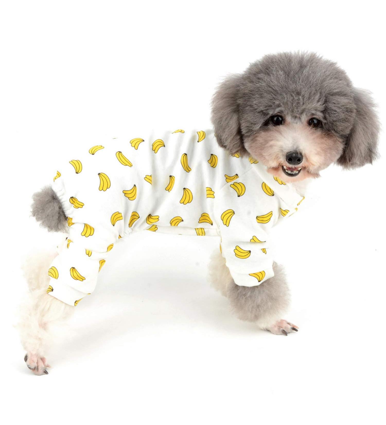 Zunea Little Dog Overall - Enchanting Banana Romper | Soft Cotton Pajama Clothing for Pets Unisex 4-Legged Sleepwear for Cats & Puppies (Pack of 1) - Buy Online on GoSupps.com