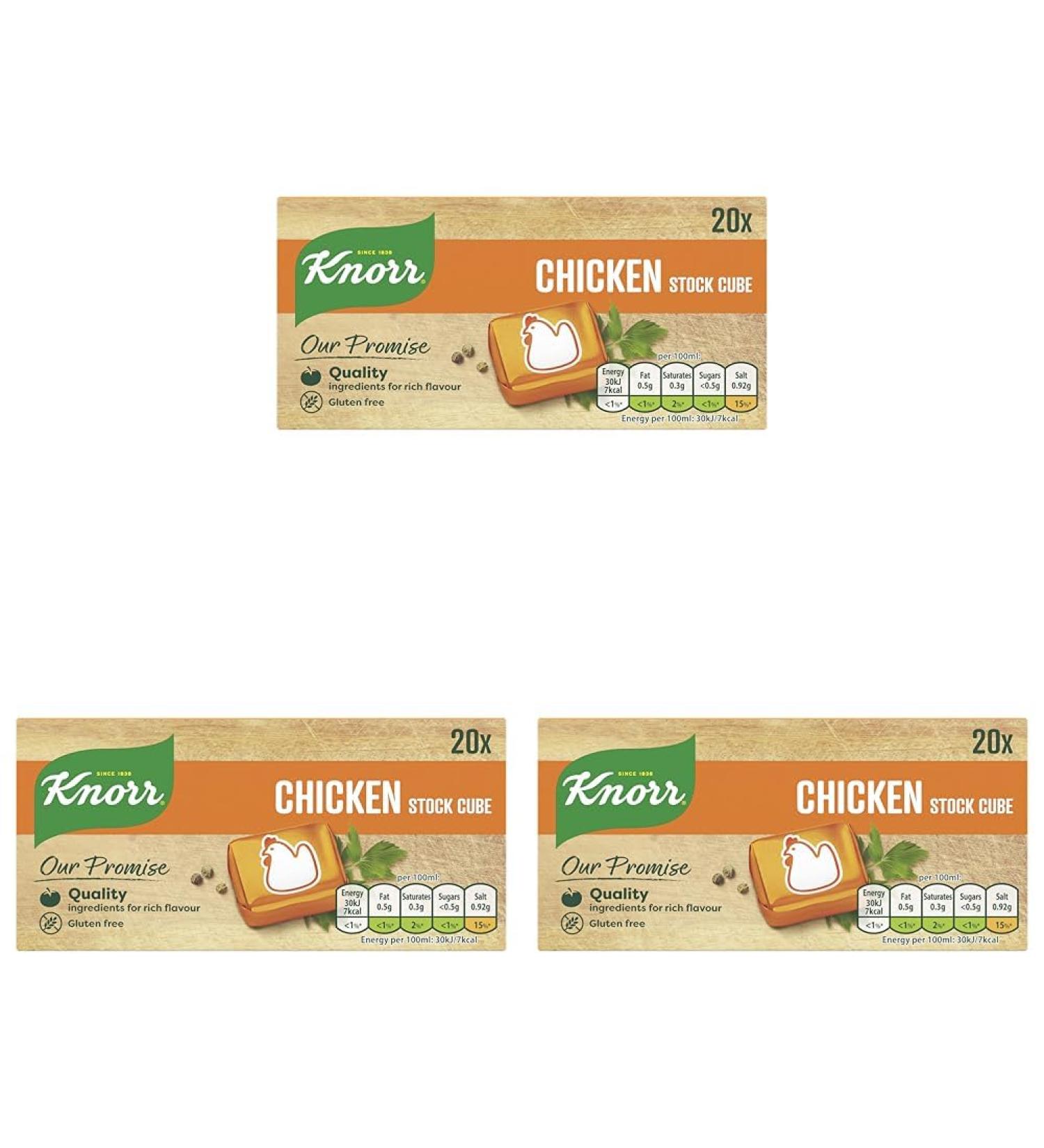 Knorr Chicken Stock Cubes gluten-free to add a rich chicken flavour to your dishes 20x 10 g (Pack of 3) - Buy Online on GoSupps.com