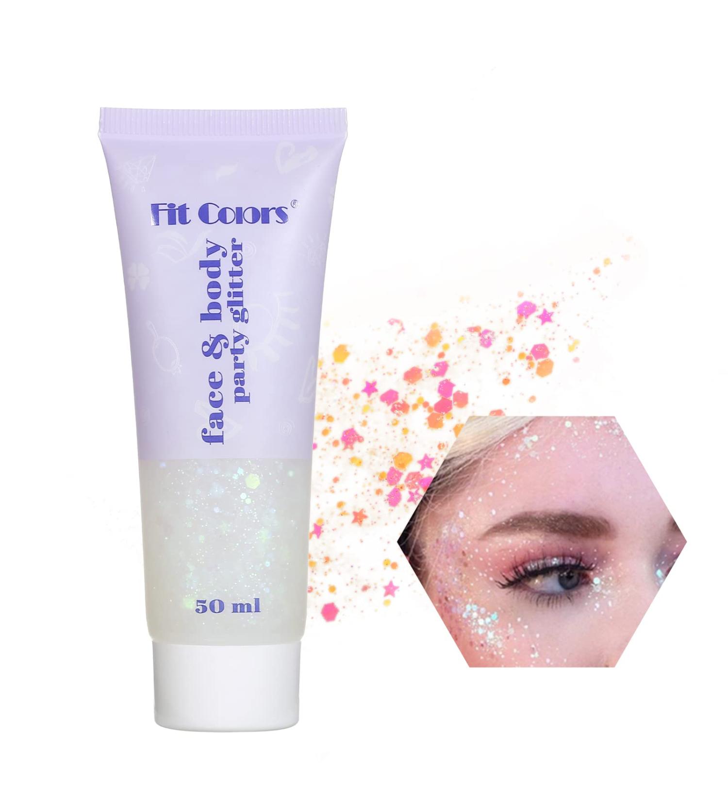 BestAuty Festival Glitzer Gel 50ml - Long-Lasting Face Body Hair & Nail Glitter for Parties | #6 White - Buy Online on GoSupps.com