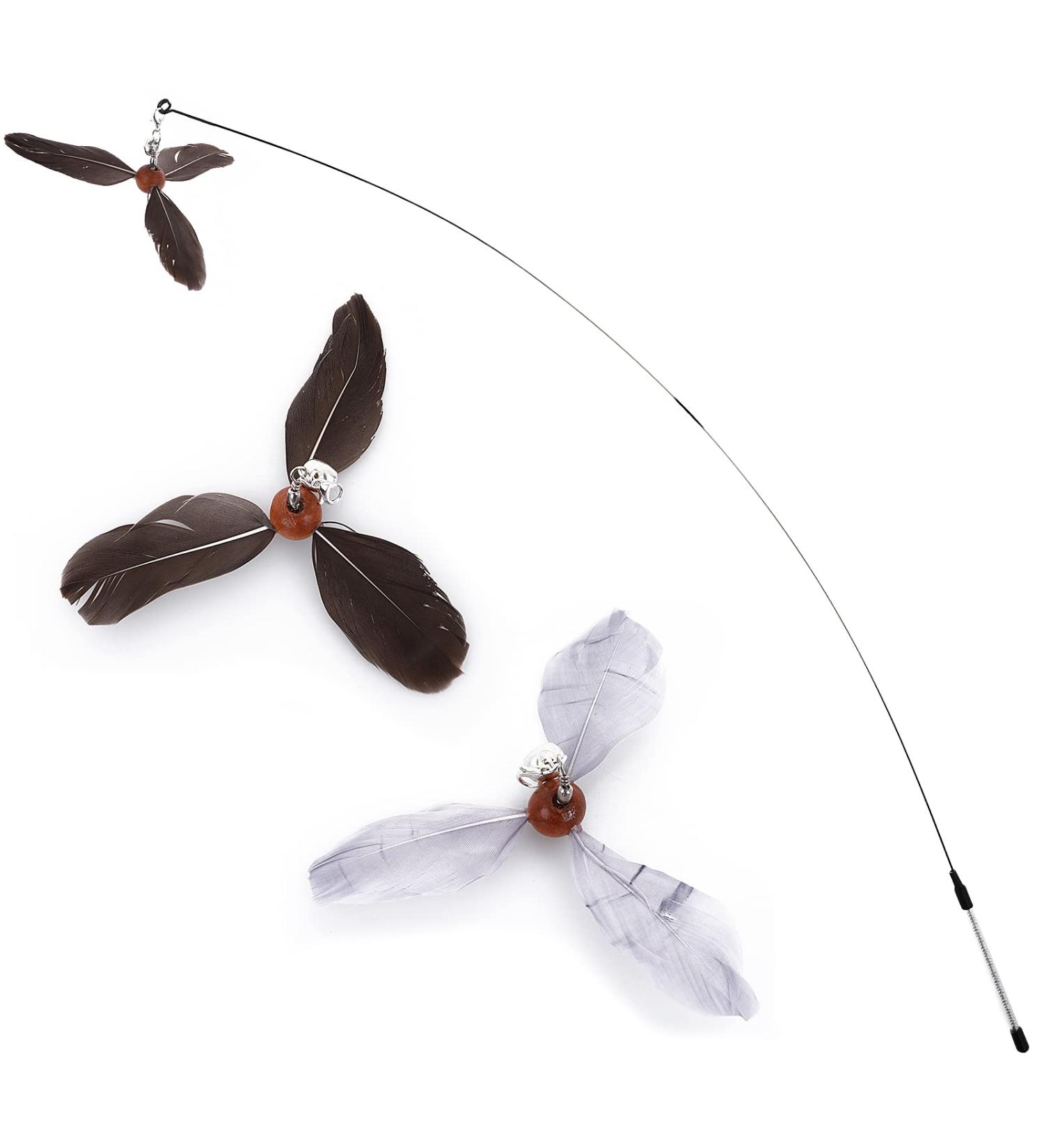 Cobee Cat Feather Propeller Wall Toys - Interactive Replacement Refills for Kittens (Black + Gray) | Fun Chaser Toy & Attachments - Buy Online on GoSupps.com