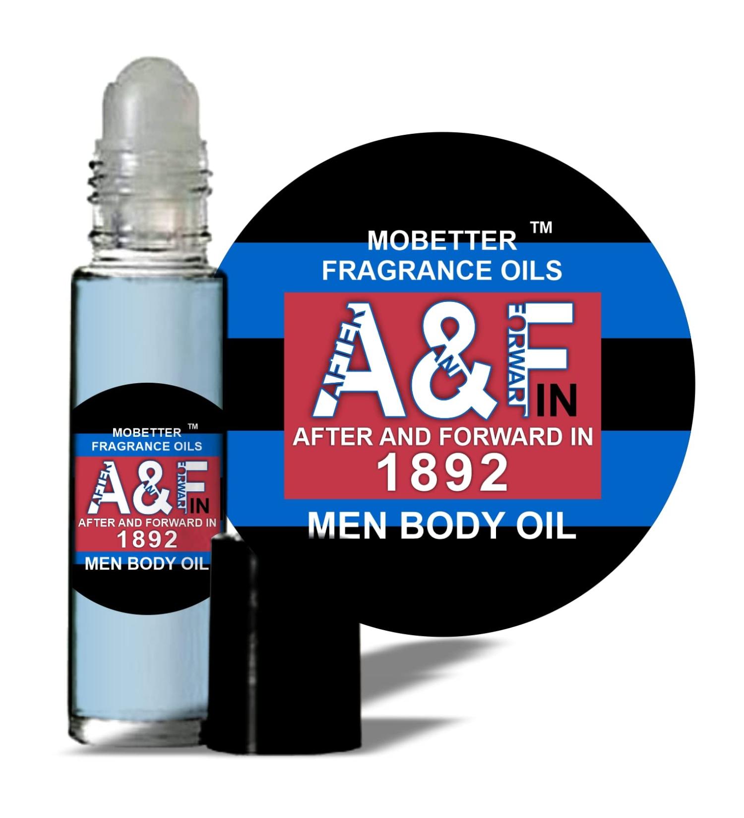 MOBETTER FRAGRANCE OILS After & Forward in 1892 Blue Men Cologne Body Oil 1/3 oz roll on Glass Bottle