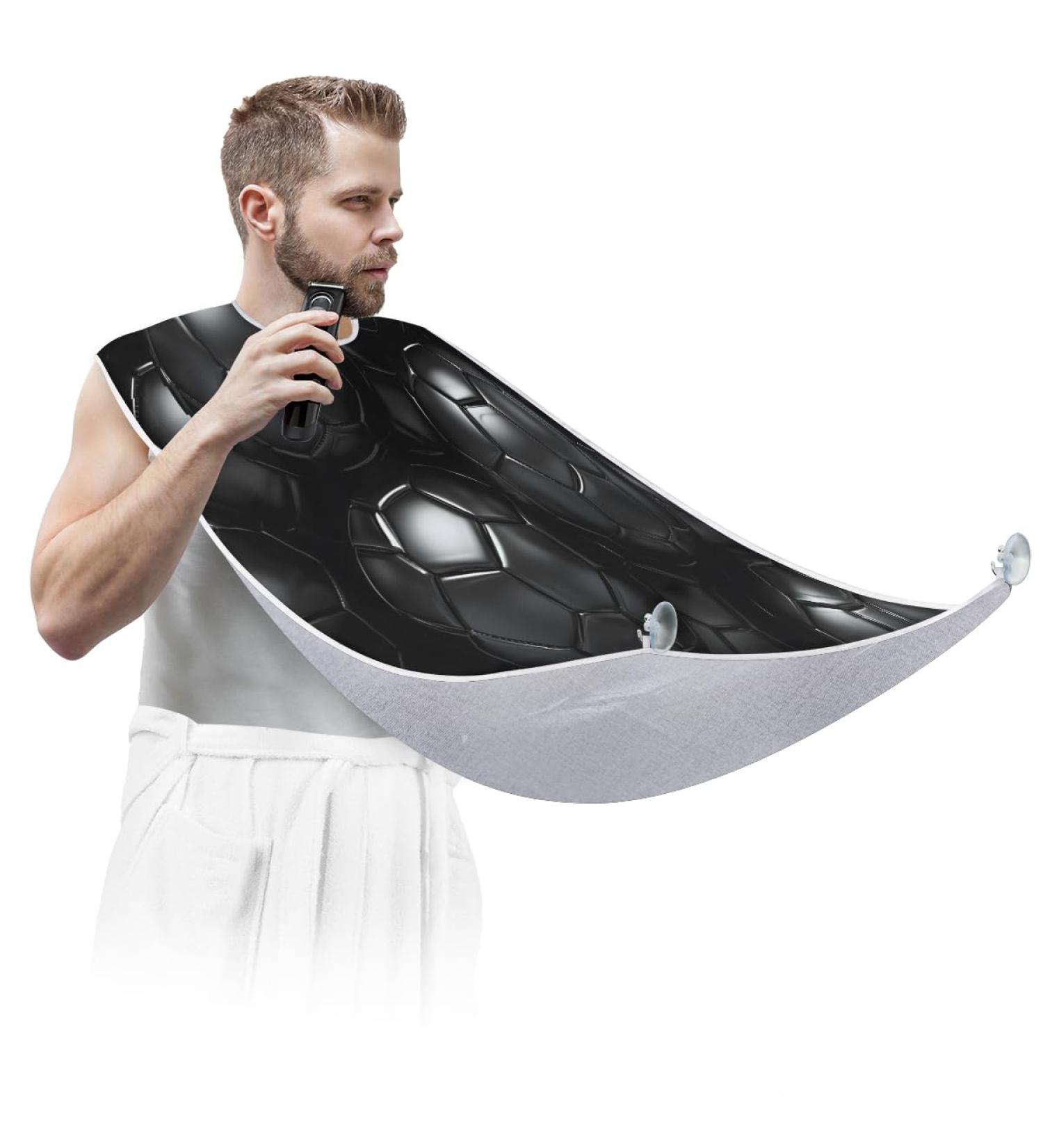 Black Ball Beard Bib Apron | Beard Hair Catcher for Men | Perfect Father's Day & Christmas Gift | Includes 2 Suction Cups - Buy Online on GoSupps.com