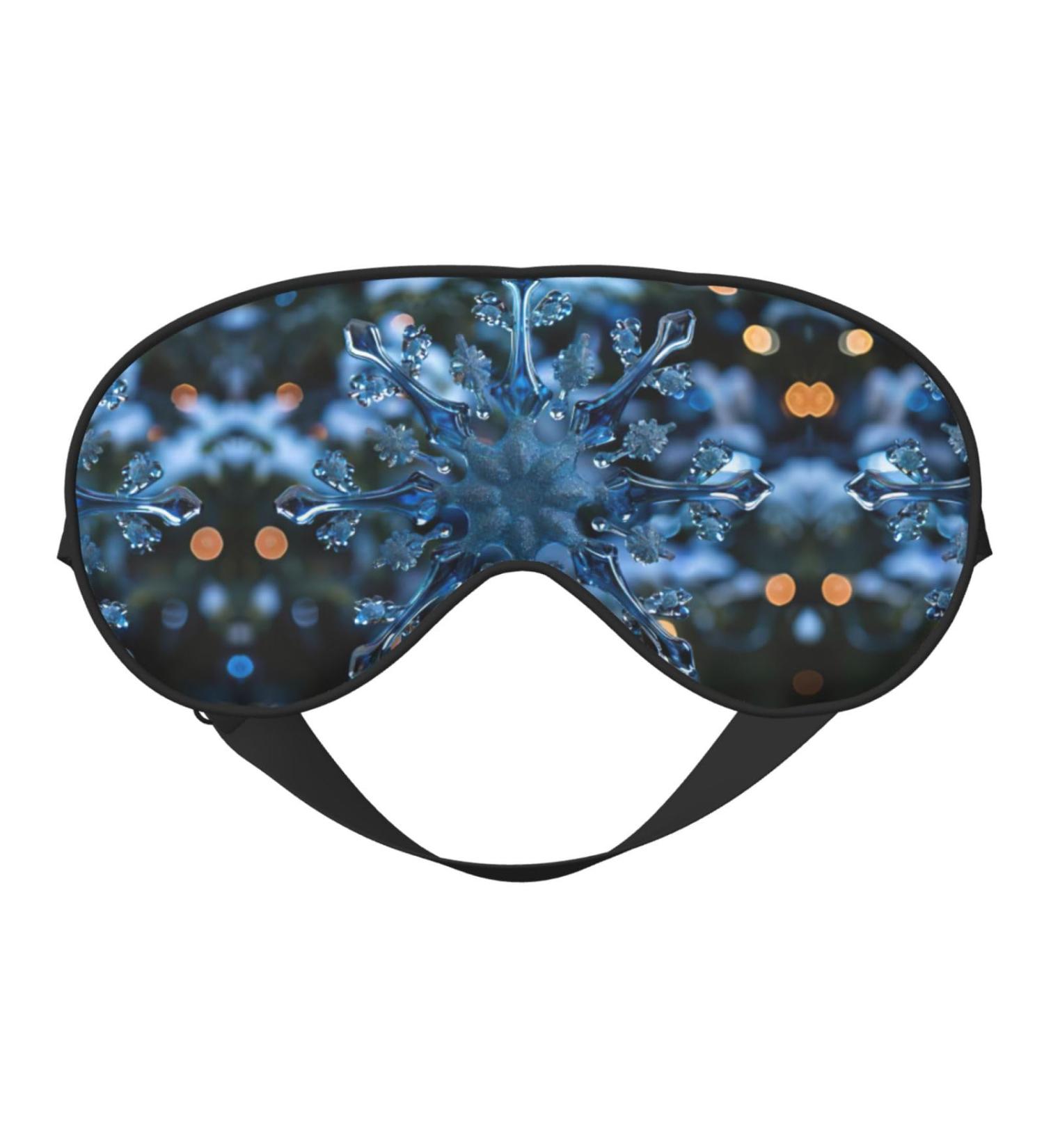 Blue Christmas Snowflake Print Double-Sided Eye Mask Soft and Light Blocking for Enhancing Sleep Quality - Buy Online on GoSupps.com