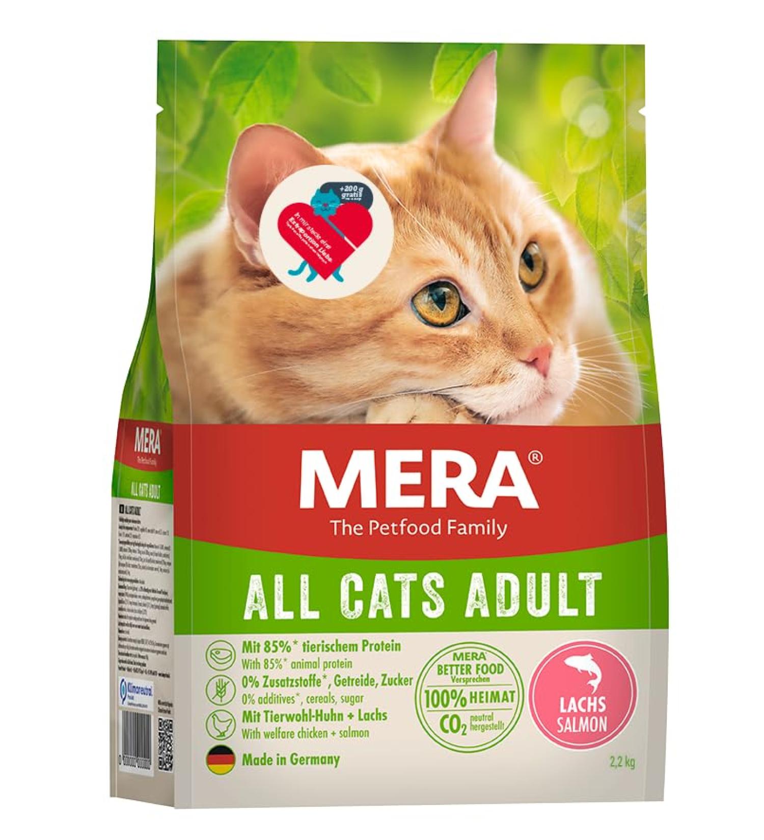 Mera Cats Salmon Benefit Pack 2.2kg | Grain-Free Dry Cat Food for Adults | High Meat Content - Buy Online on GoSupps.com