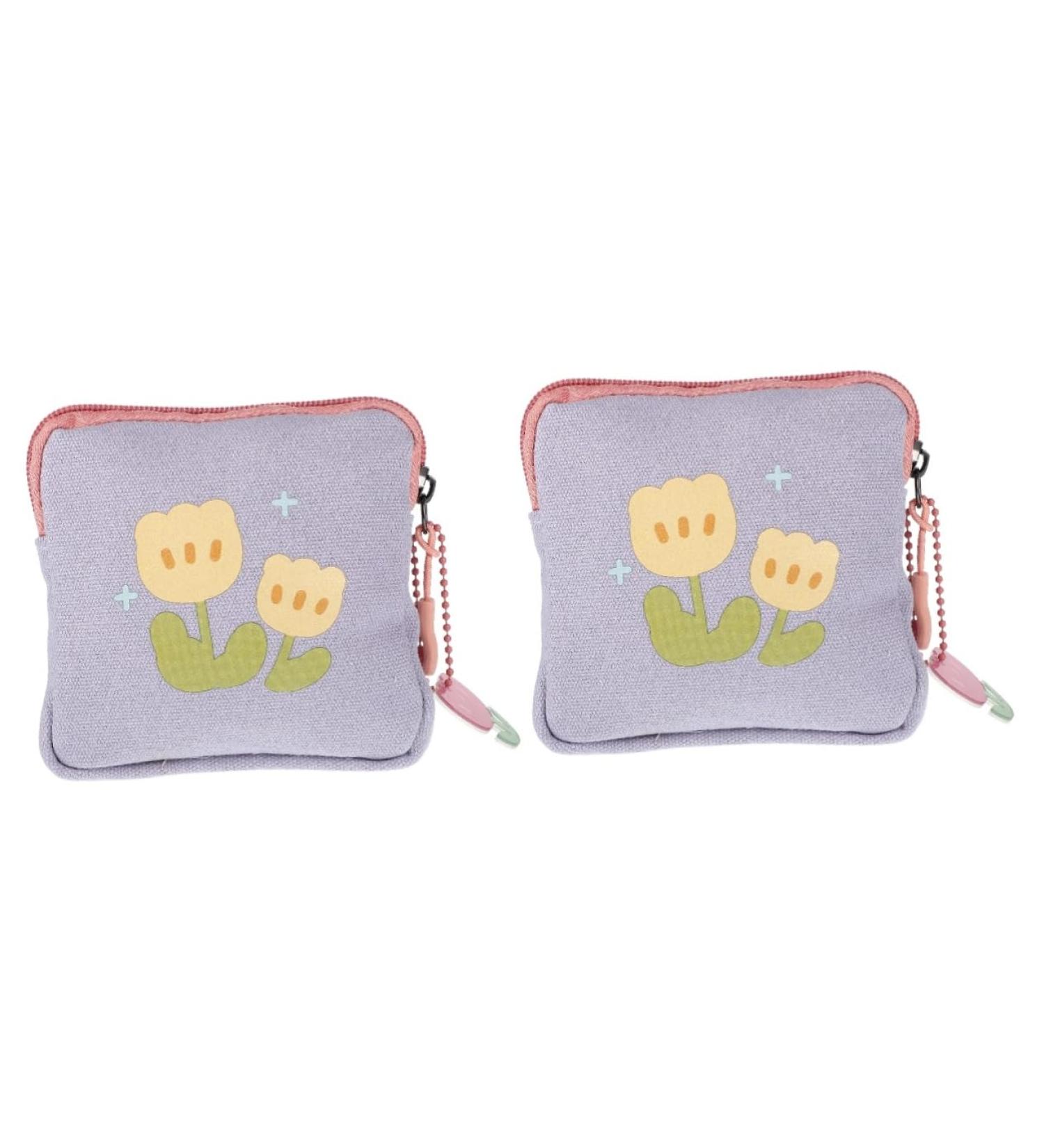 Gleavi Mini Travel Makeup Bags Set - 2 Portable Napkin Holders for Women - Period Pads & Culture Bags - 11.5x11.5x2cm - Buy Online on GoSupps.com