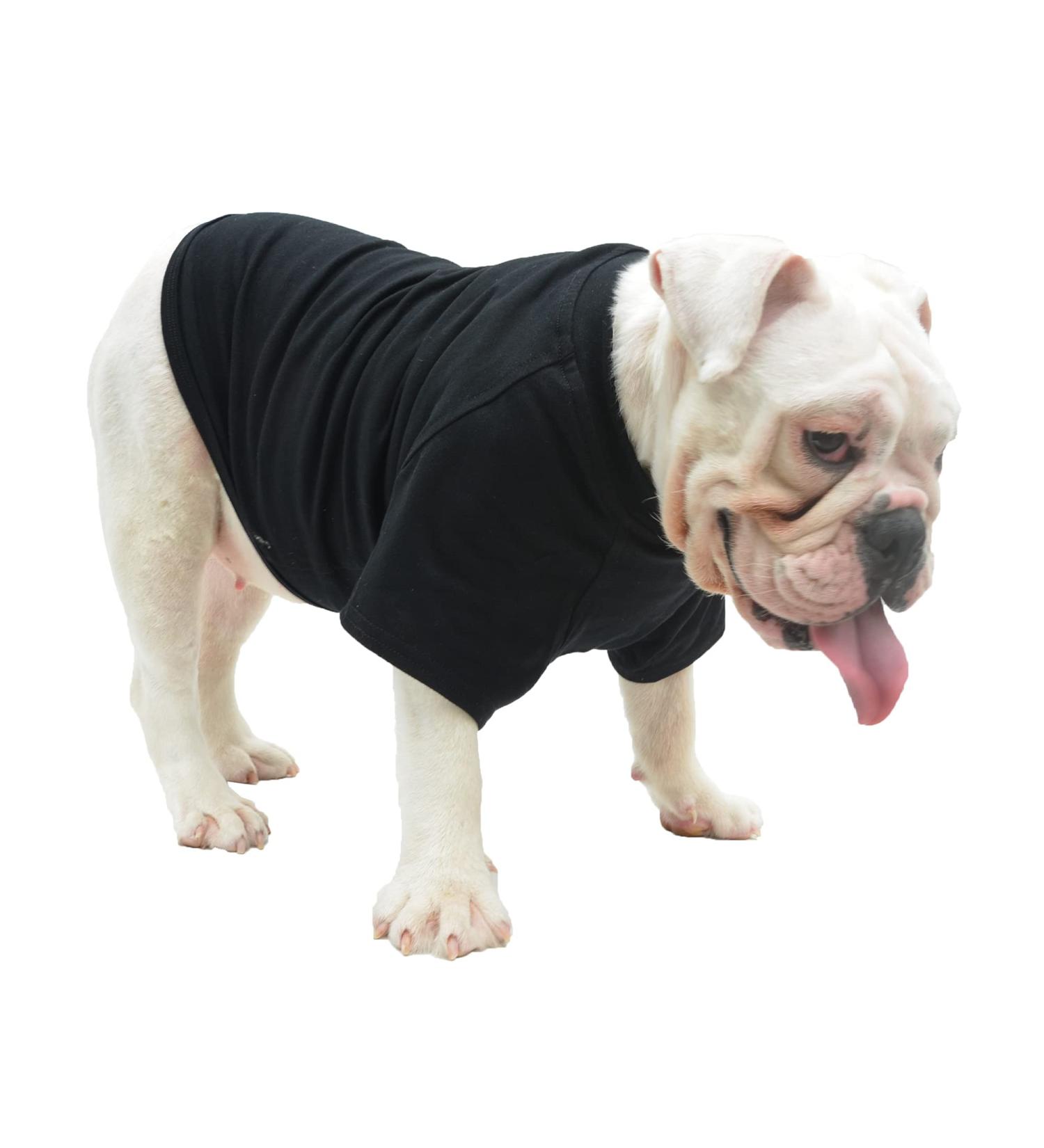 Lovelonglong Bulldog Clothes 100% Cotton Blank T-Shirt for French, English Bulldogs, American Pit Bulls, Pugs - Skin Care Black B-XL (for Bulldog -50lbs) - Buy Online on GoSupps.com