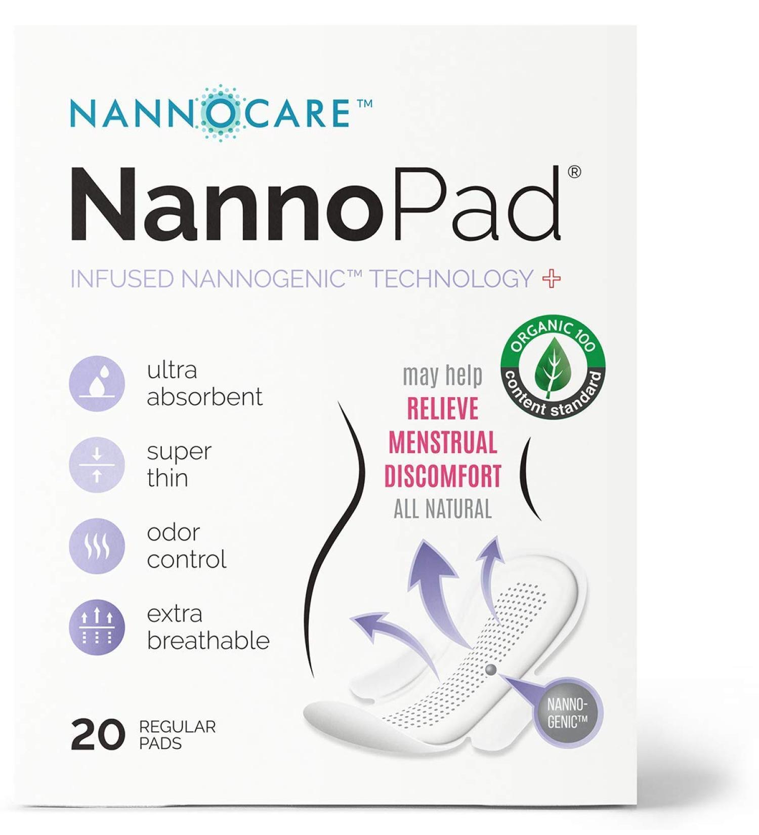 NannoPad Regular Pads - Certified Organic Cotton Pads with Wings - 20 Sanitary Pads for Women - Feminine Hygiene Products - Buy Online on GoSupps.com