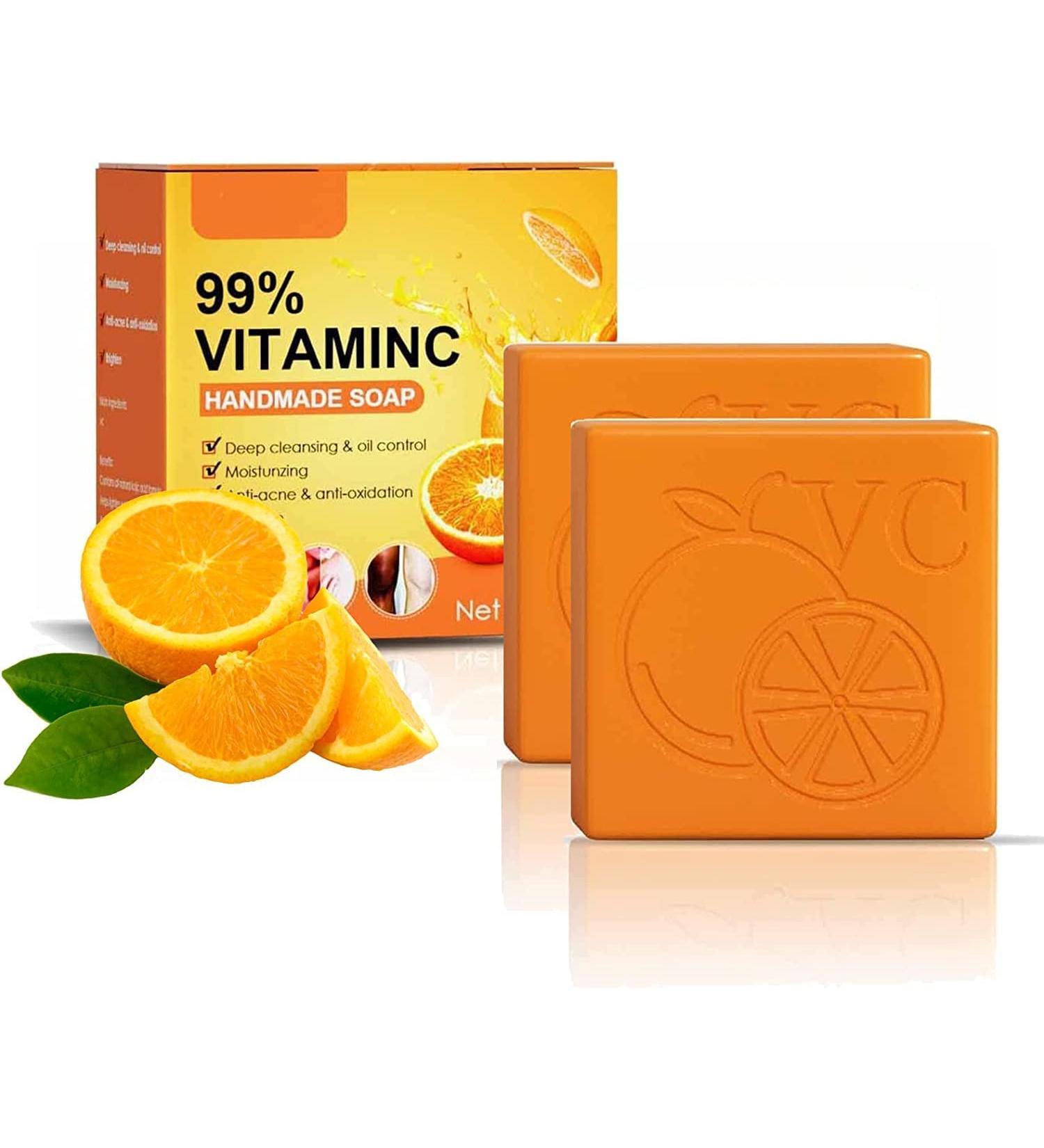 Orange Vitamin C Handmade Soap - 99% Natural Organic Soap (2PCS) - Buy Online on GoSupps.com