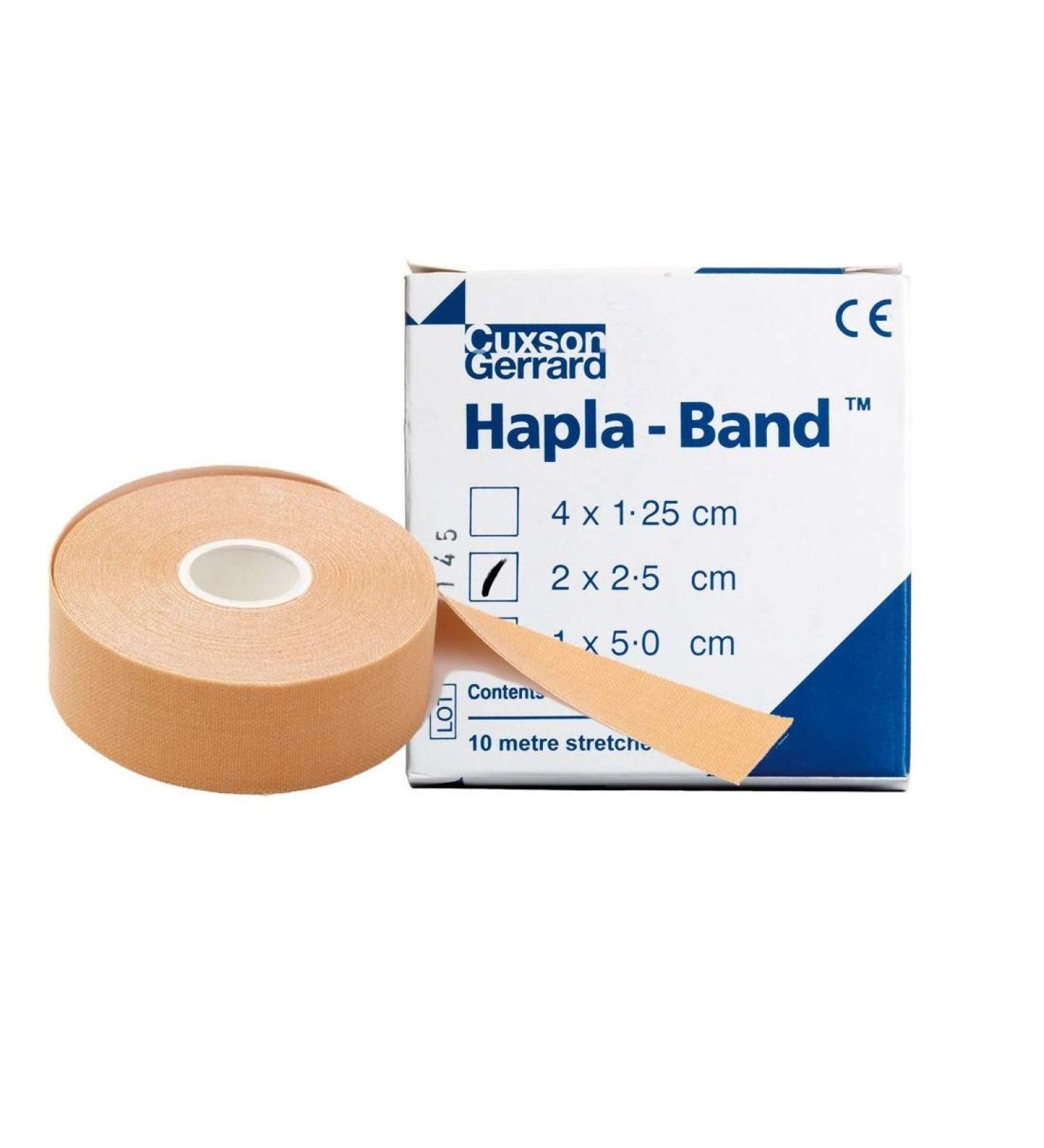 HAPLA-BAND 2.5cm x 10m (2 ROLLS) Flesh coloured thin hypoallergenic bandage has elastic warp threads which allow the bandage to stretch 2 Count (Pack of 1)