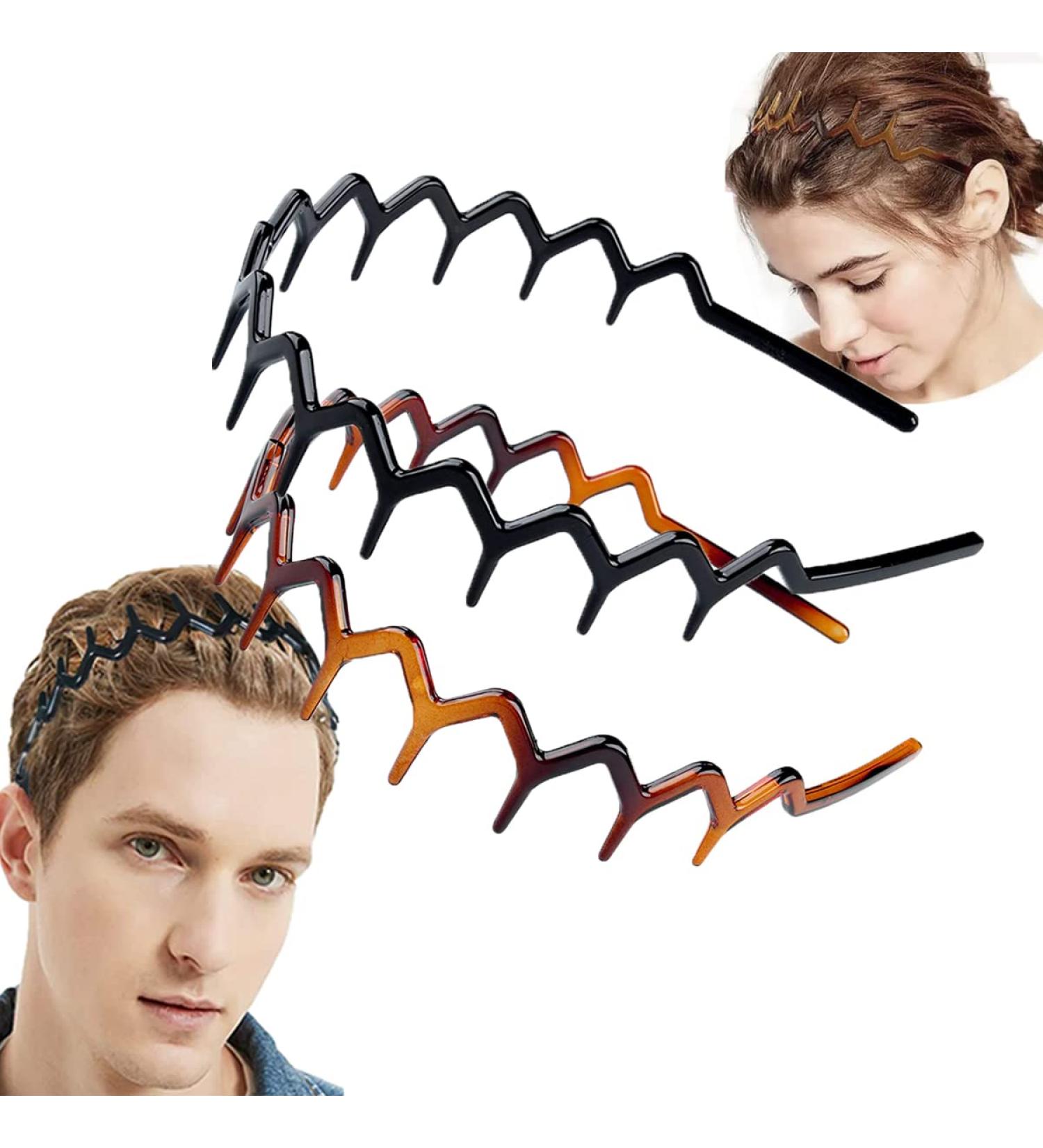Zig Zag Plastic Headbands for Women & Men - Wash Face Makeup Skincare - Hair Bands with Teeth - Hair Clips Holder in Black and Brown - Buy Online on GoSupps.com