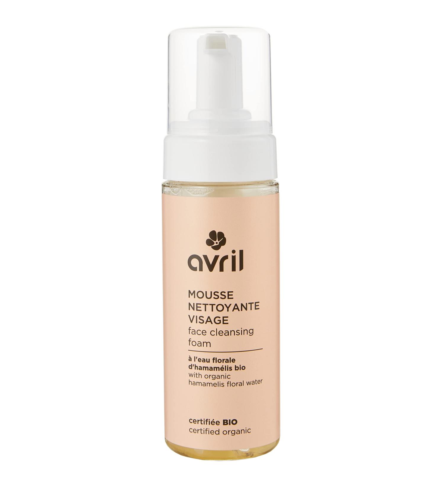 Avril - Organic Facial Cleansing Foam - Organic Witch Hazel Floral Water - 98% Natural Origin - Ecocert Organic Certified - Vegan Product, Made in France - 150ml Bottle